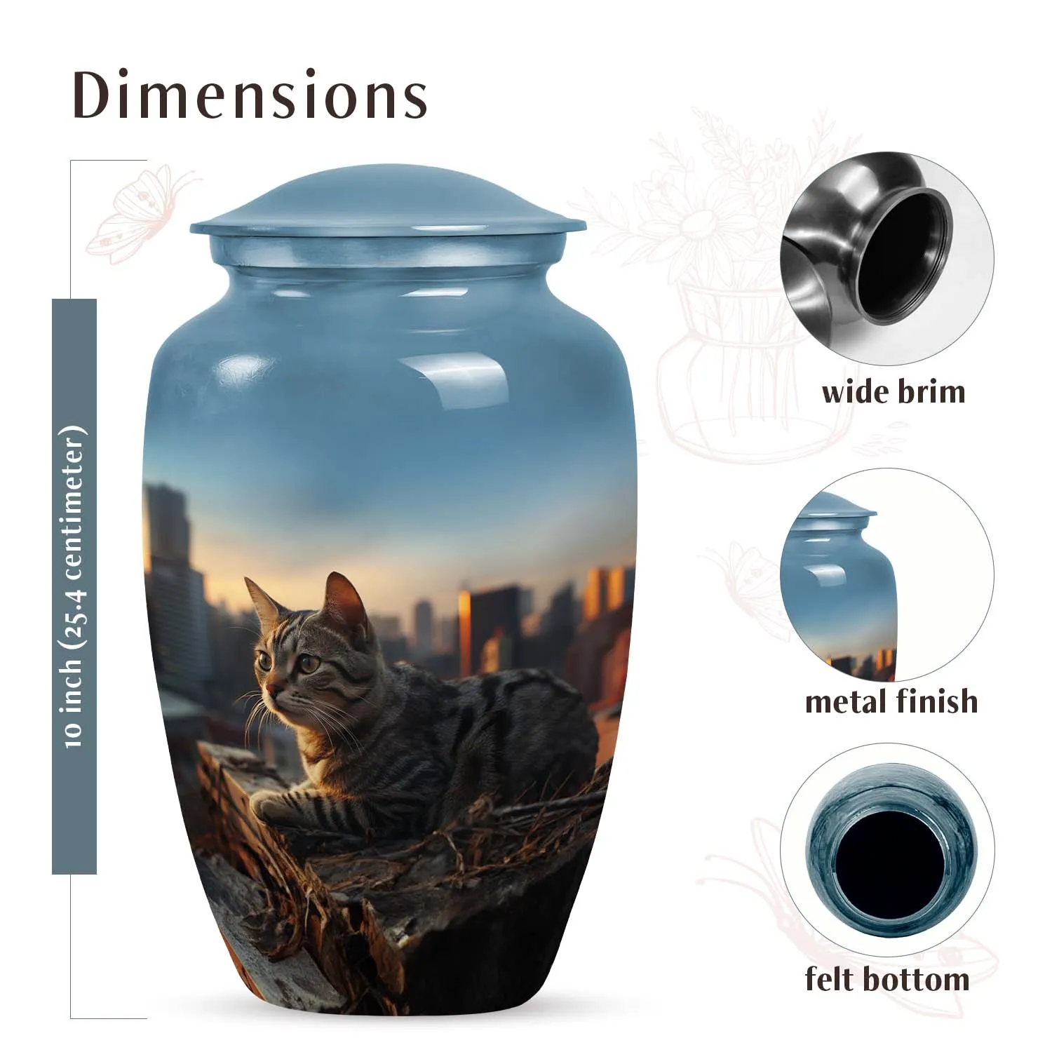 Beautiful Cat Cremation Urn with for Pet Memorial