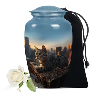 Beautiful Cat Cremation Urn with for Pet Memorial