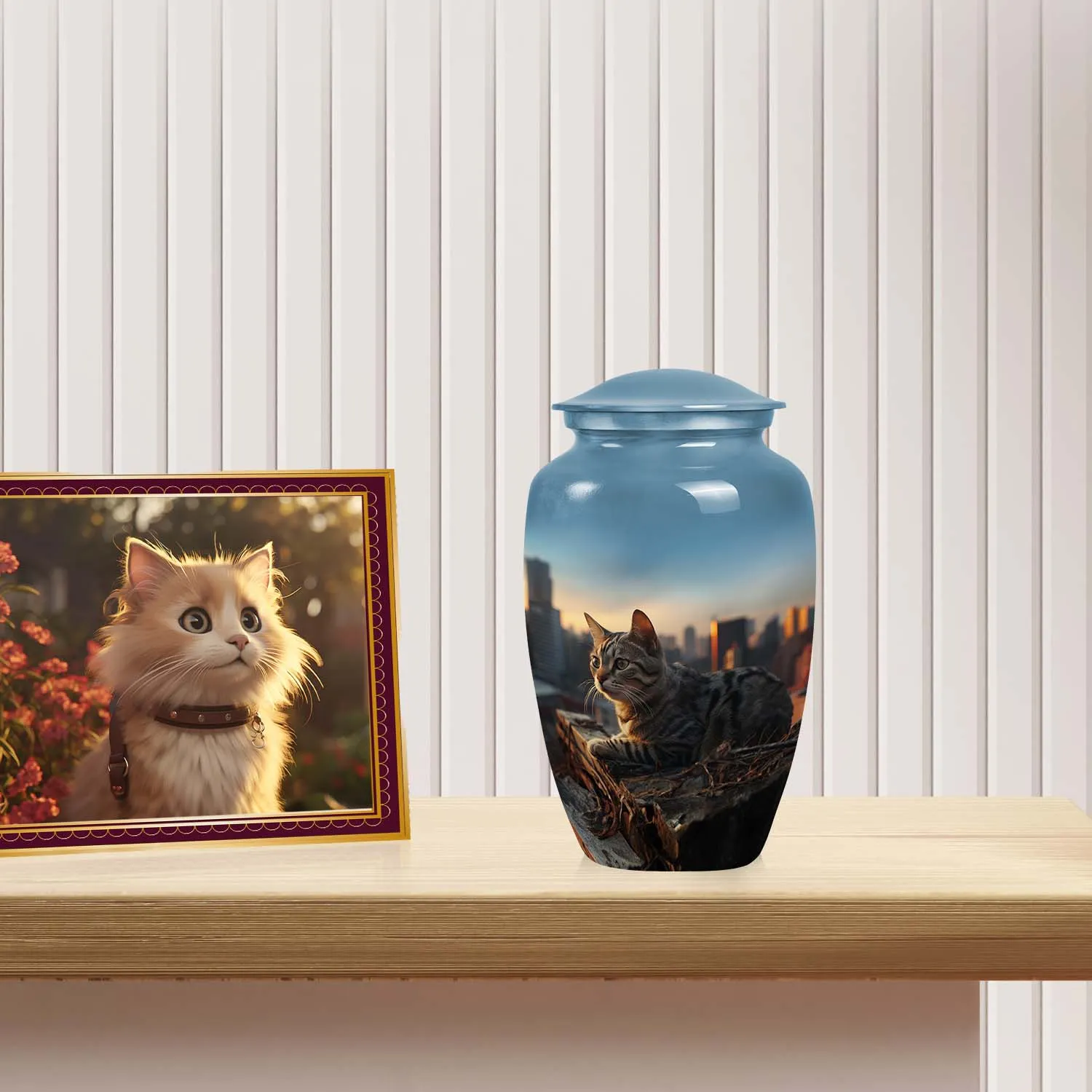 Beautiful Cat Cremation Urn with for Pet Memorial