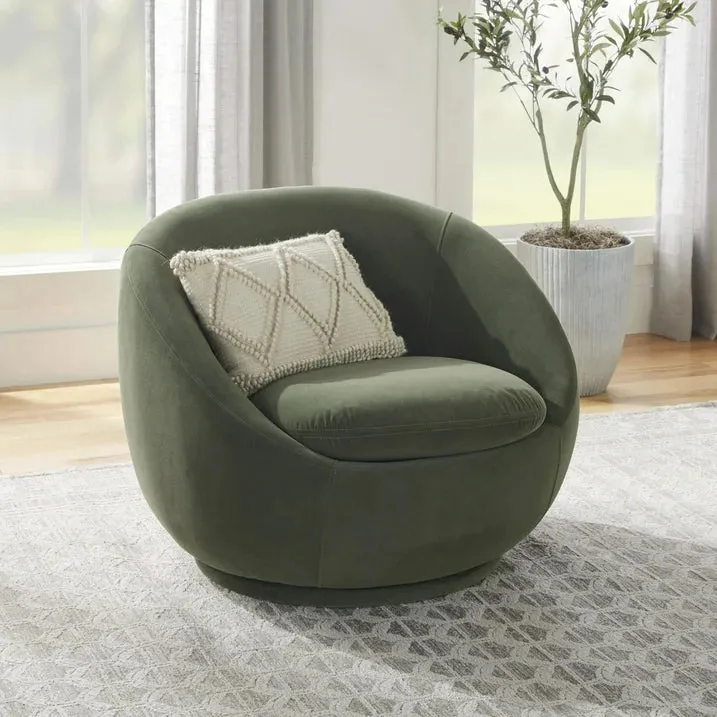 Better Homes & Gardens BHS336211066023 Mira Velvet Swivel Chair, Olive