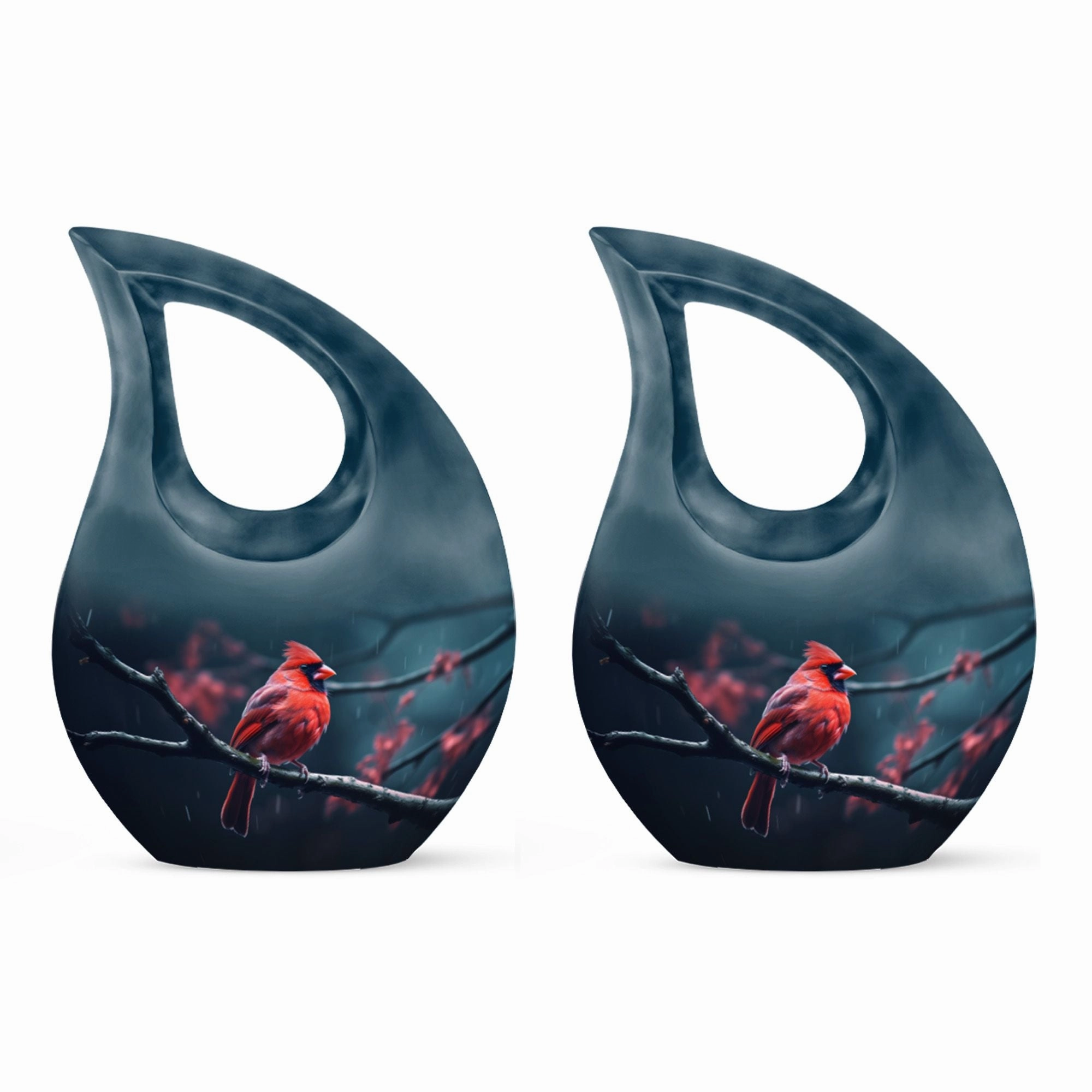 Bird Urn: Elegant memorial urn in the theme of a cardinal avian