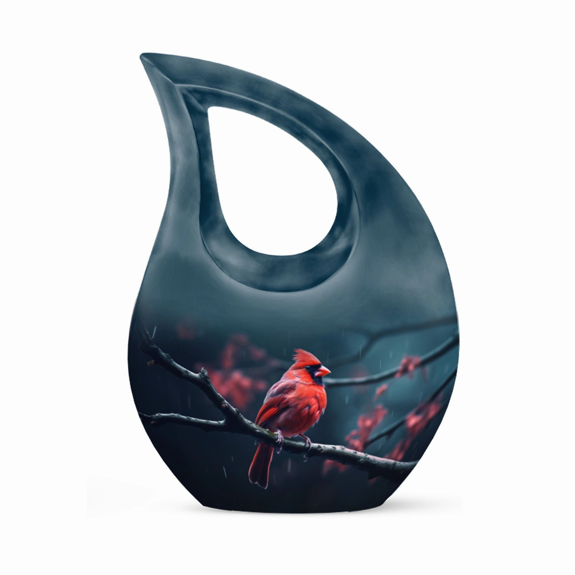 Bird Urn: Elegant memorial urn in the theme of a cardinal avian