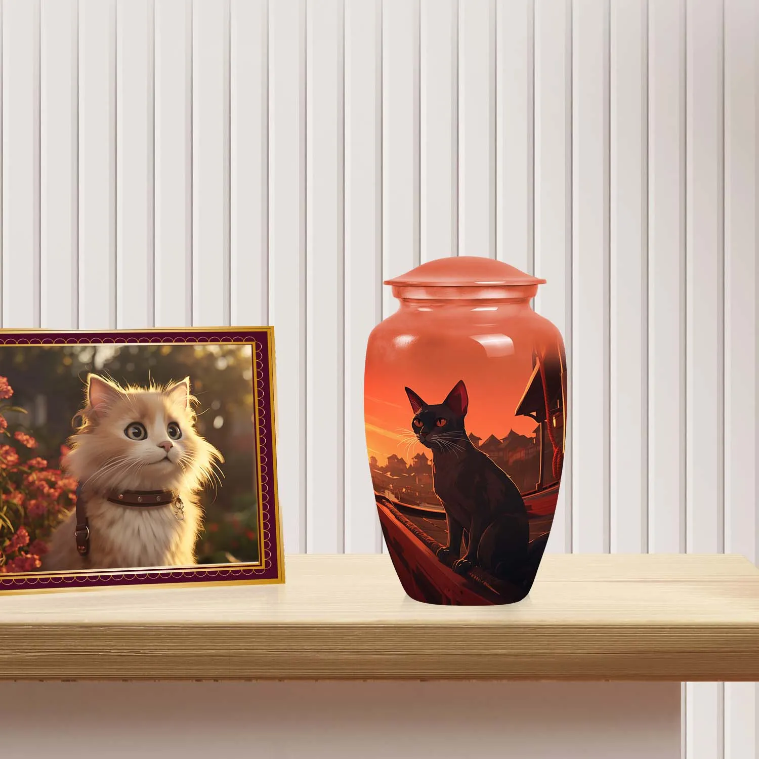 Black Cat Pet Cremation Urn for Ashes Memorial Urn