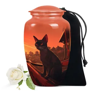 Black Cat Pet Cremation Urn for Ashes Memorial Urn