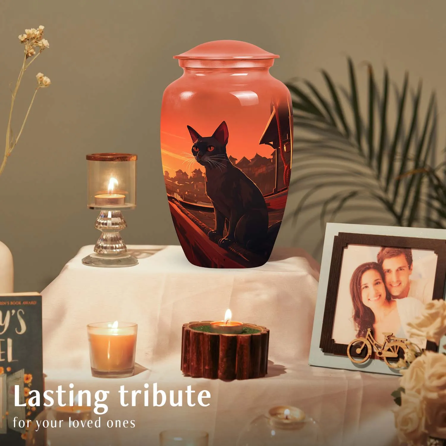 Black Cat Pet Cremation Urn for Ashes Memorial Urn