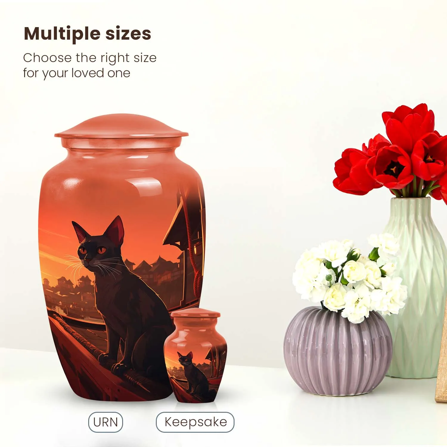 Black Cat Pet Cremation Urn for Ashes Memorial Urn