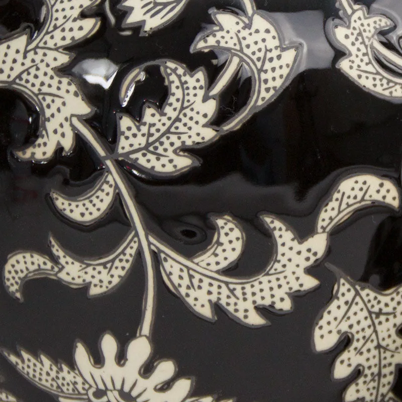 Black Lotus Ceramic Cremation Urn In Large