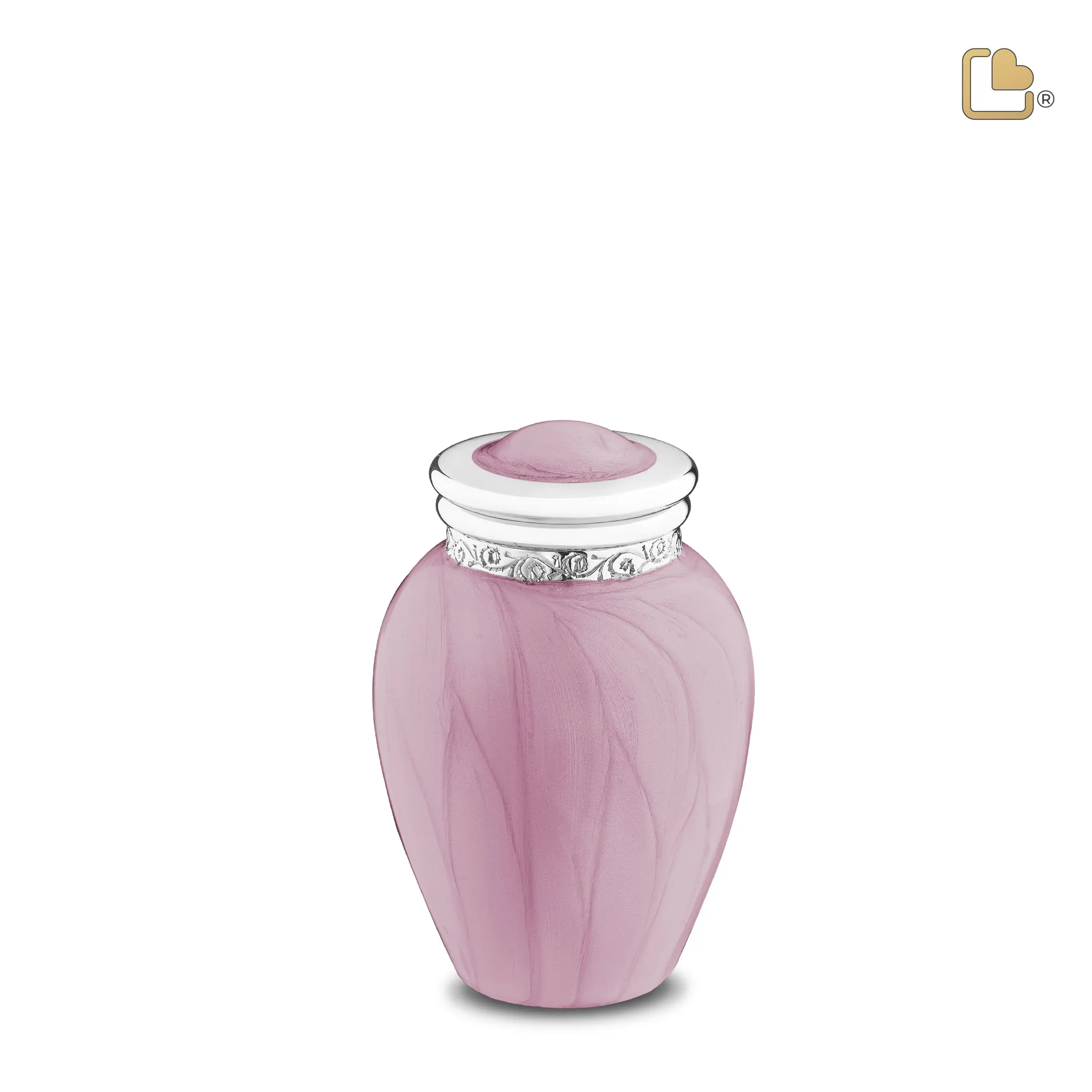 Blessing Keepsake Urn Pearl Pink & Polished Silver