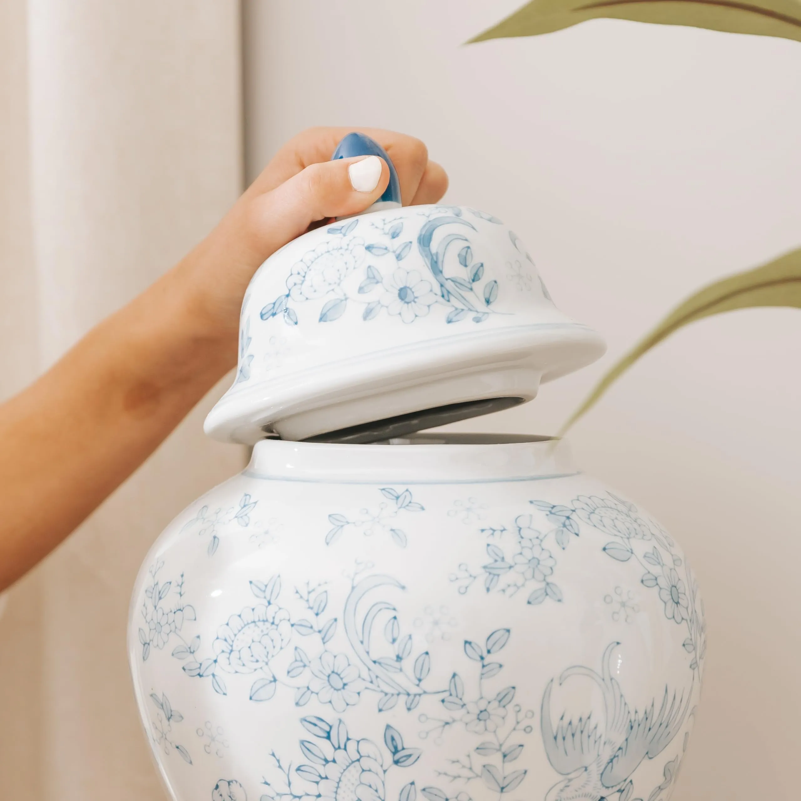 Blue Bird Ceramic Temple Cremation Urn