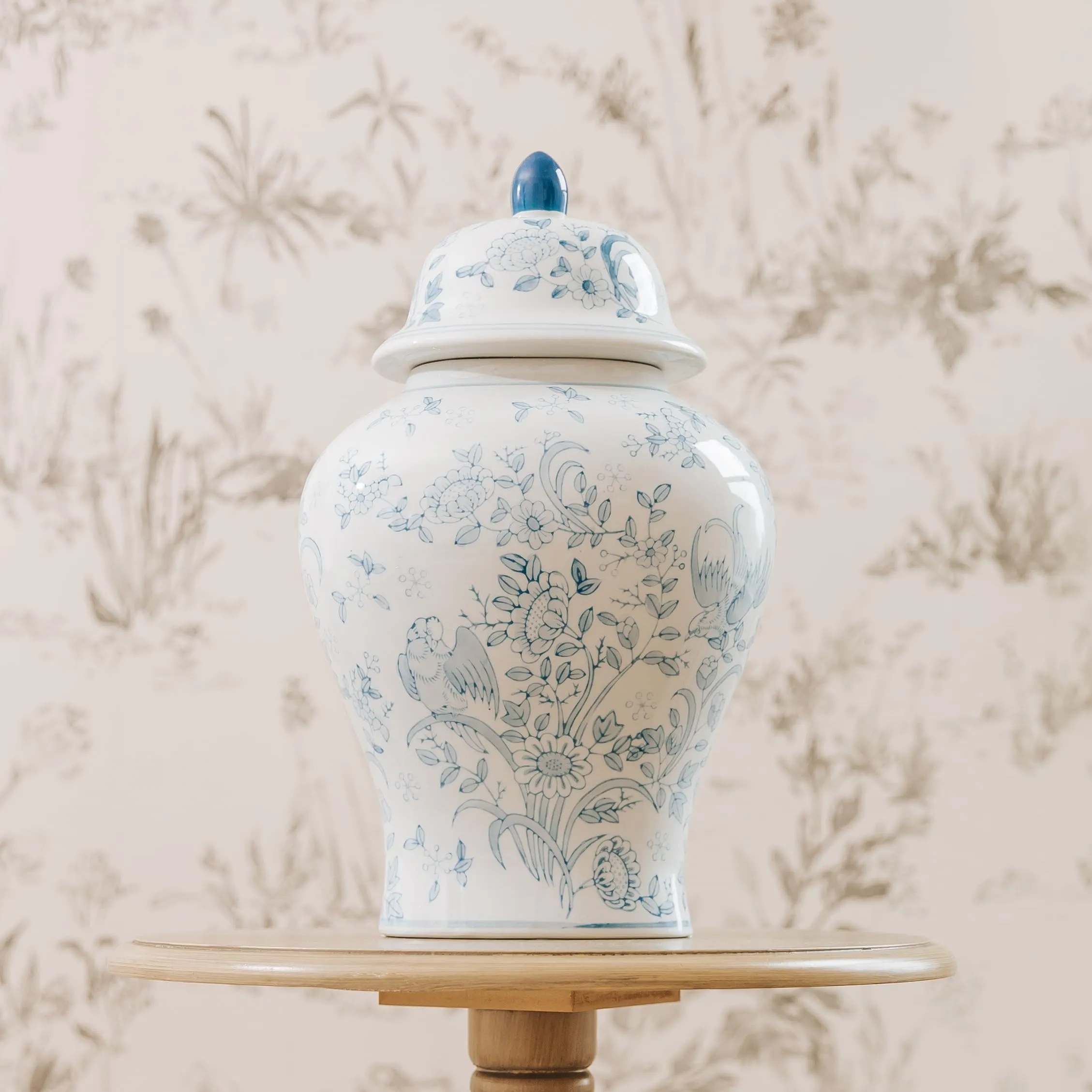 Blue Bird Ceramic Temple Cremation Urn