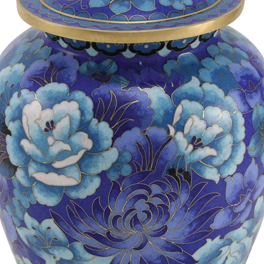 Blue Cloisonne Cremation Urn In Large