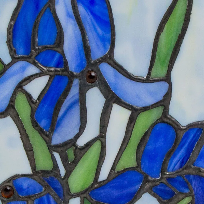 Blue Iris Stained Glass Cremation Urn in Large
