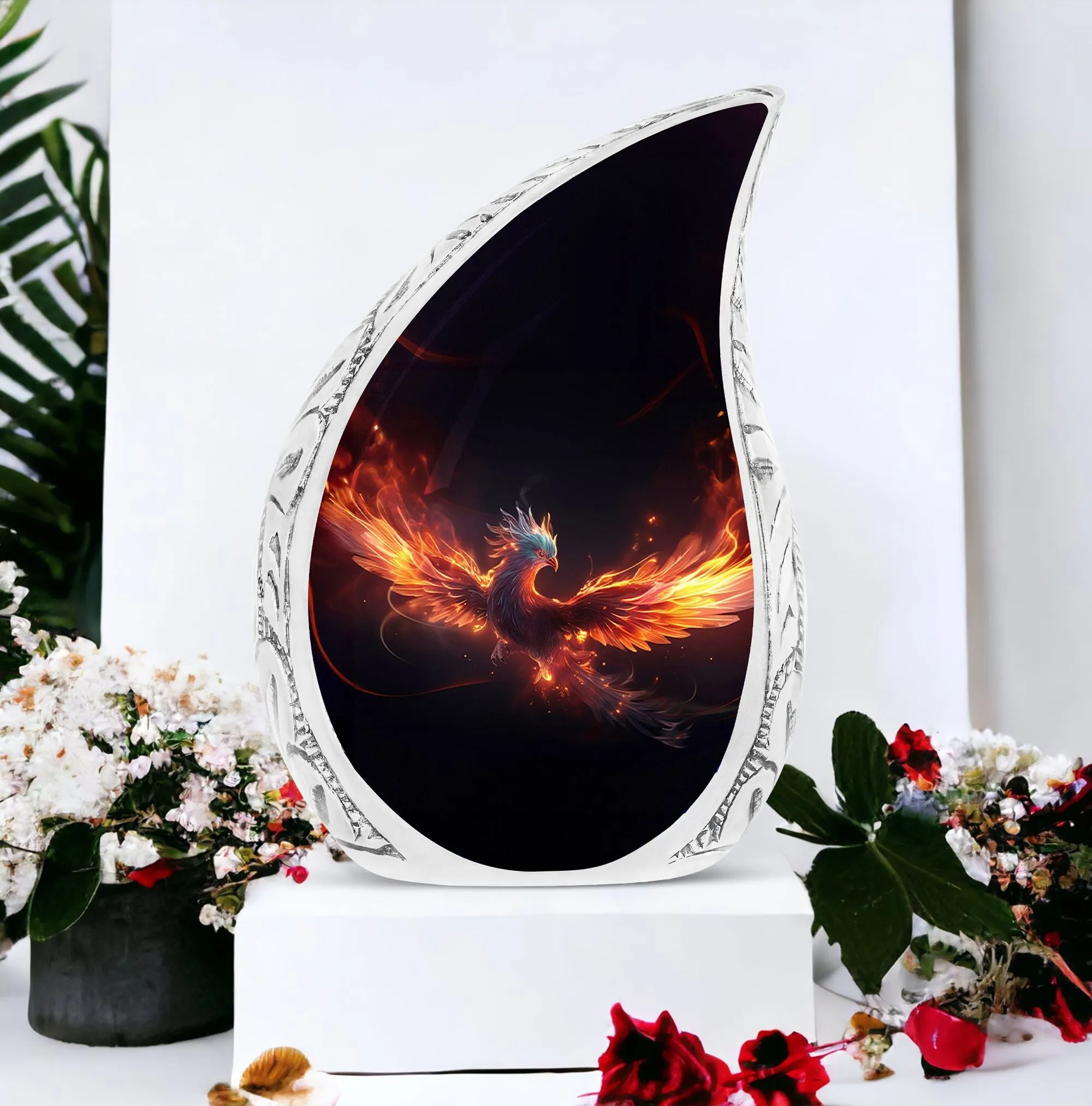 Blue Phoenix Custom Cremation Urn - Personalized Large Urn