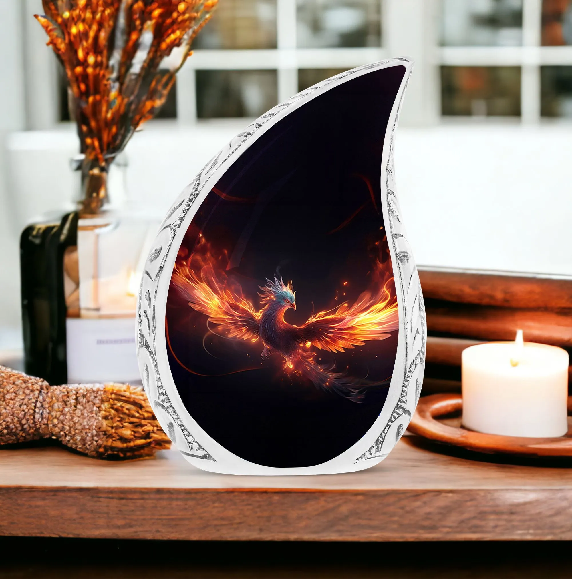 Blue Phoenix Custom Cremation Urn - Personalized Large Urn