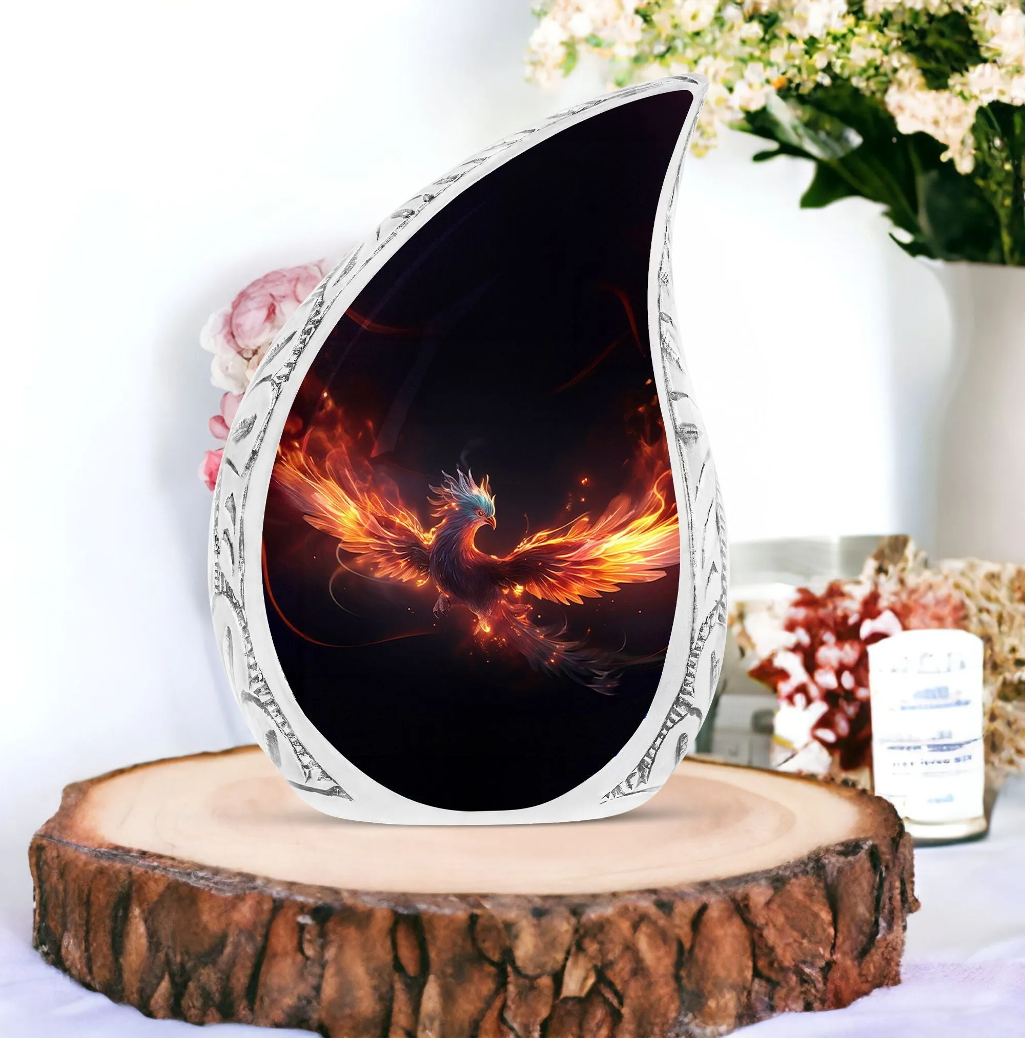 Blue Phoenix Custom Cremation Urn - Personalized Large Urn