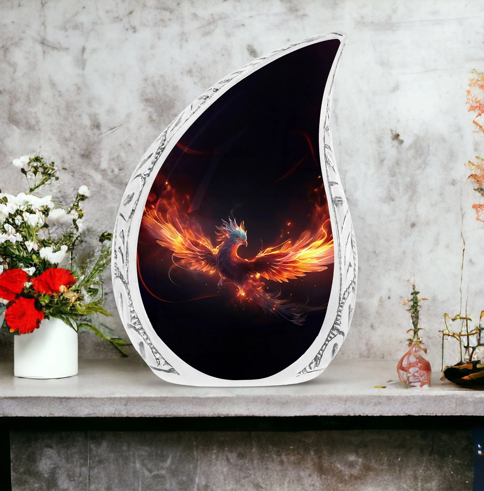 Blue Phoenix Custom Cremation Urn - Personalized Large Urn