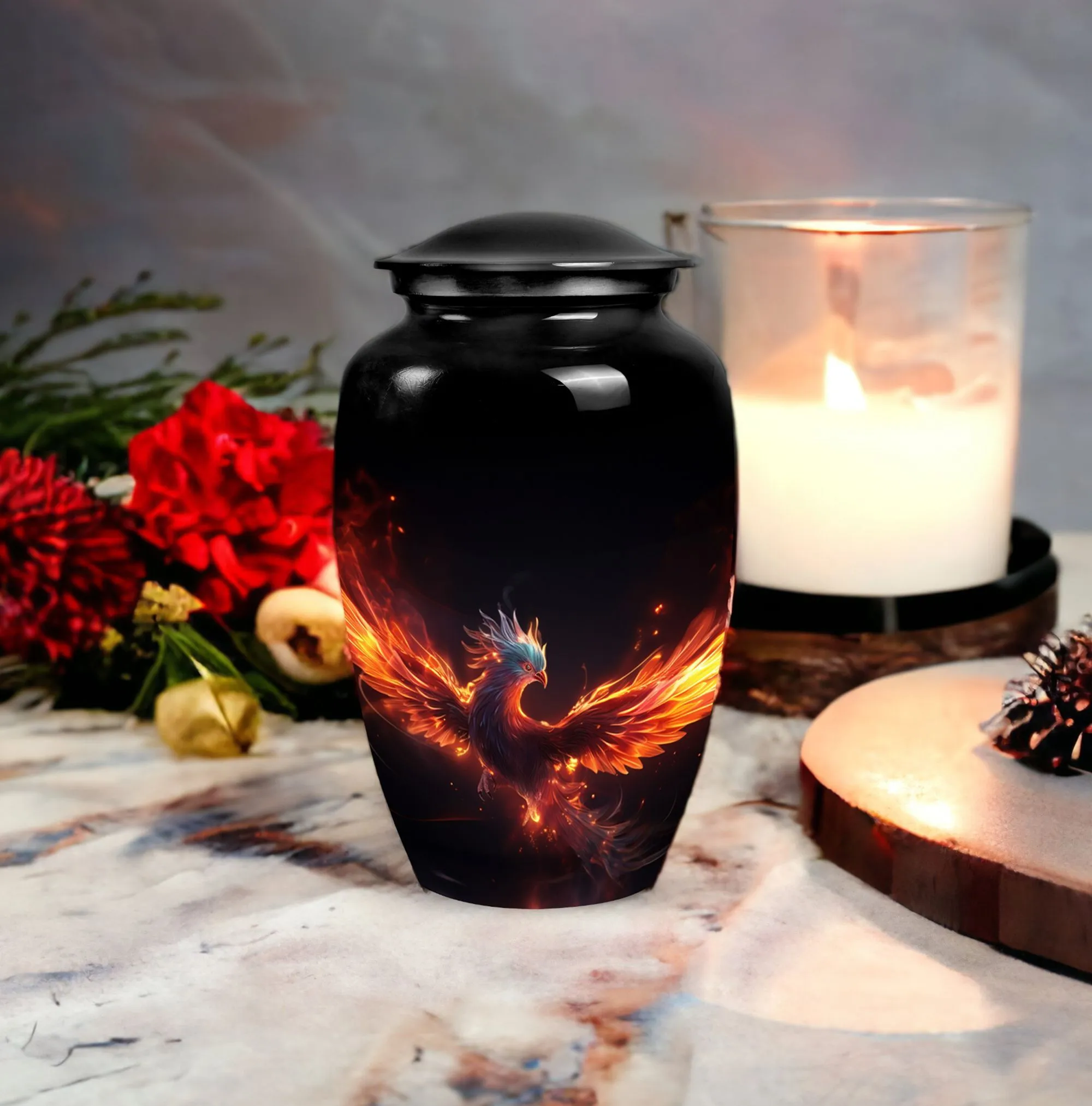 Blue Phoenix Custom Urn Masterpiece: Bespoke Cremation Repository