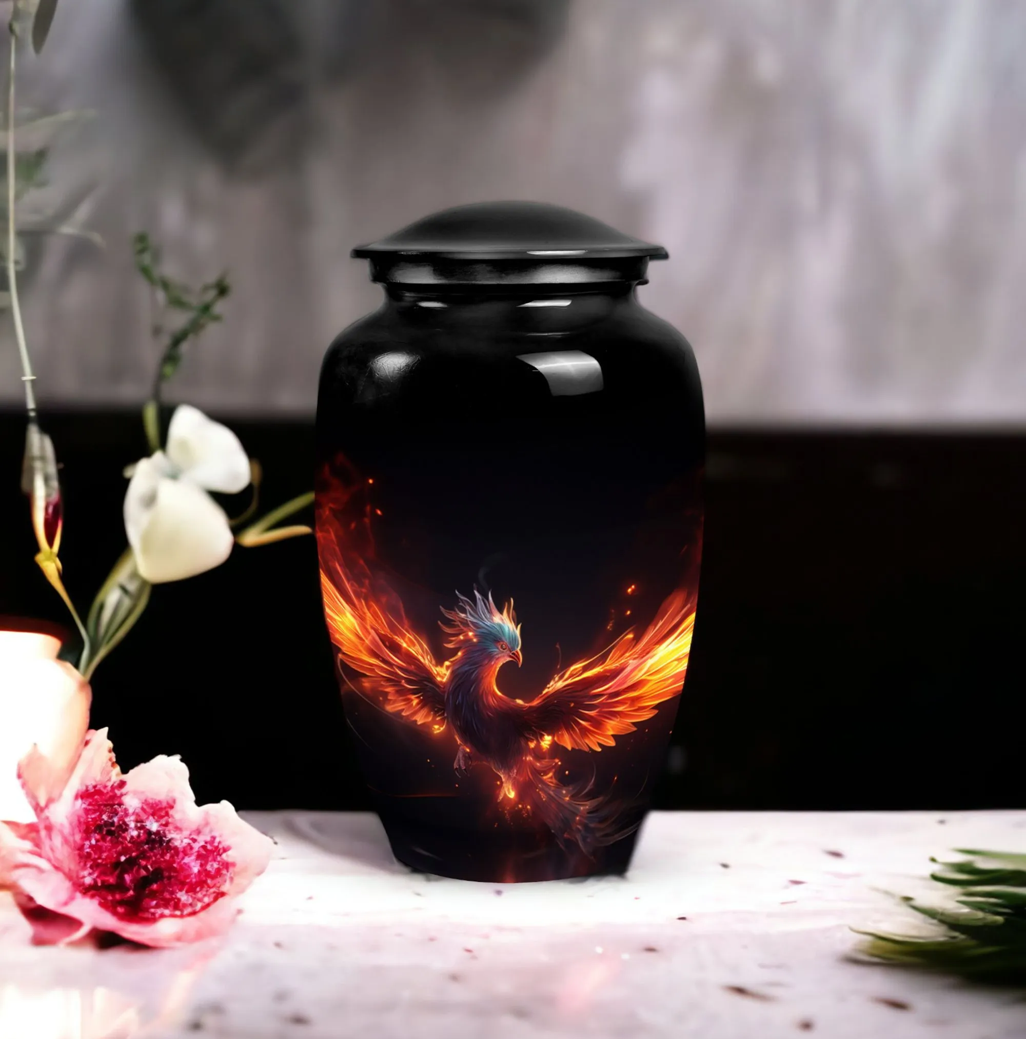Blue Phoenix Custom Urn Masterpiece: Bespoke Cremation Repository