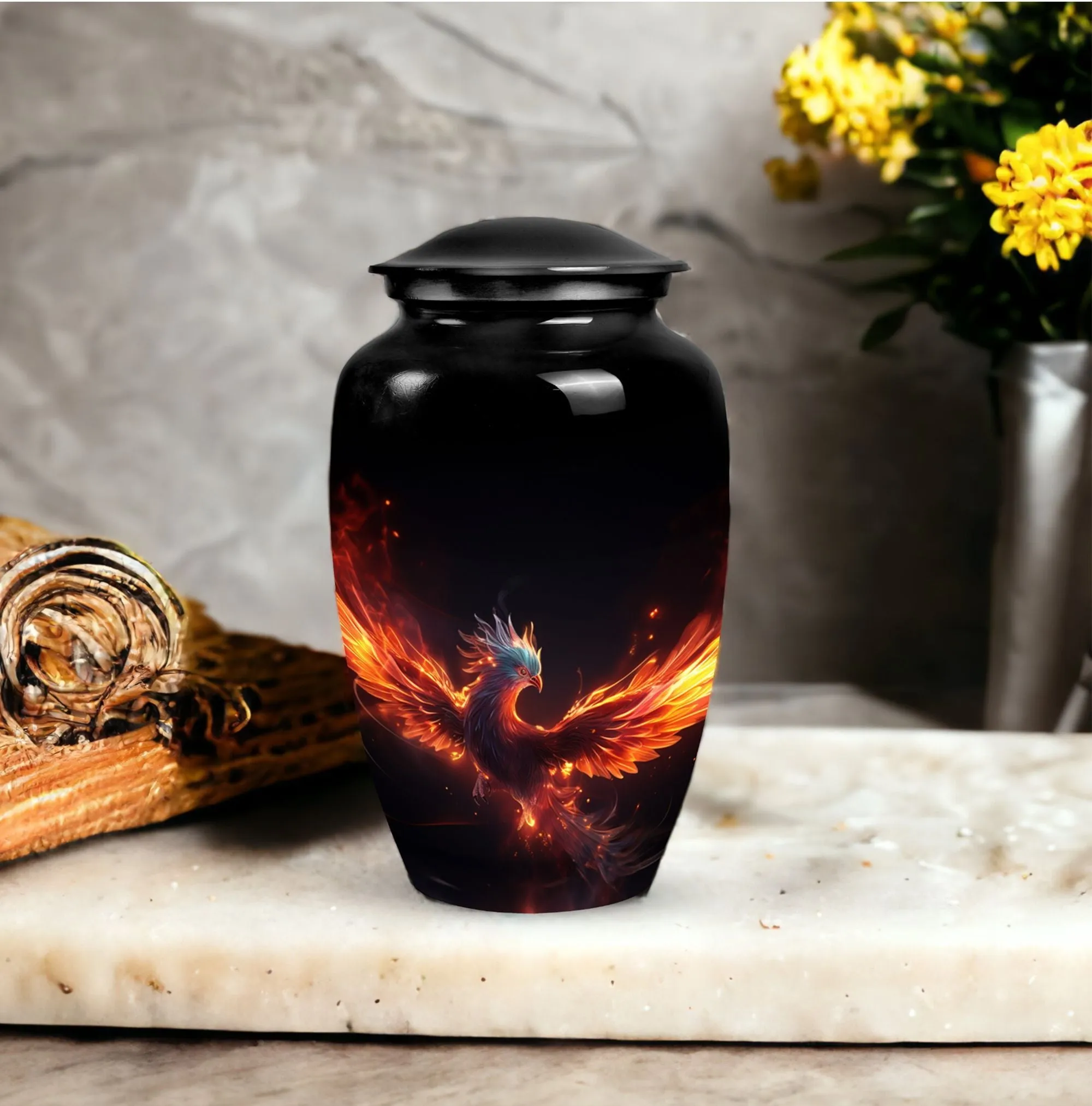 Blue Phoenix Custom Urn Masterpiece: Bespoke Cremation Repository
