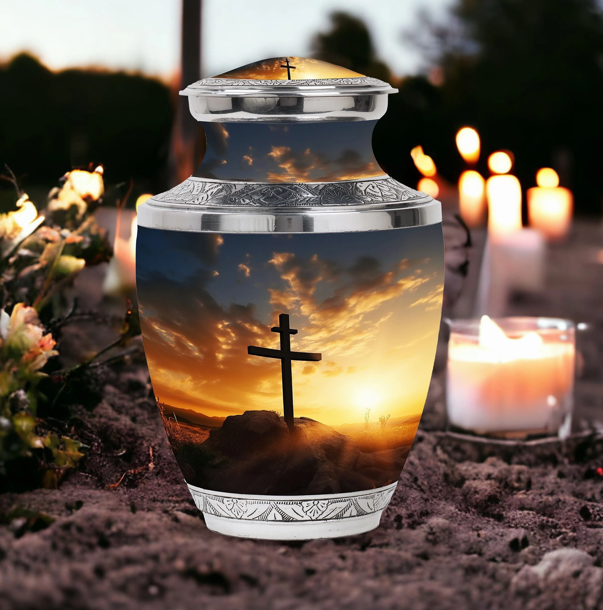 Blue Sky Classic Memory - Christ Inspired Cremation Urn For Ashes