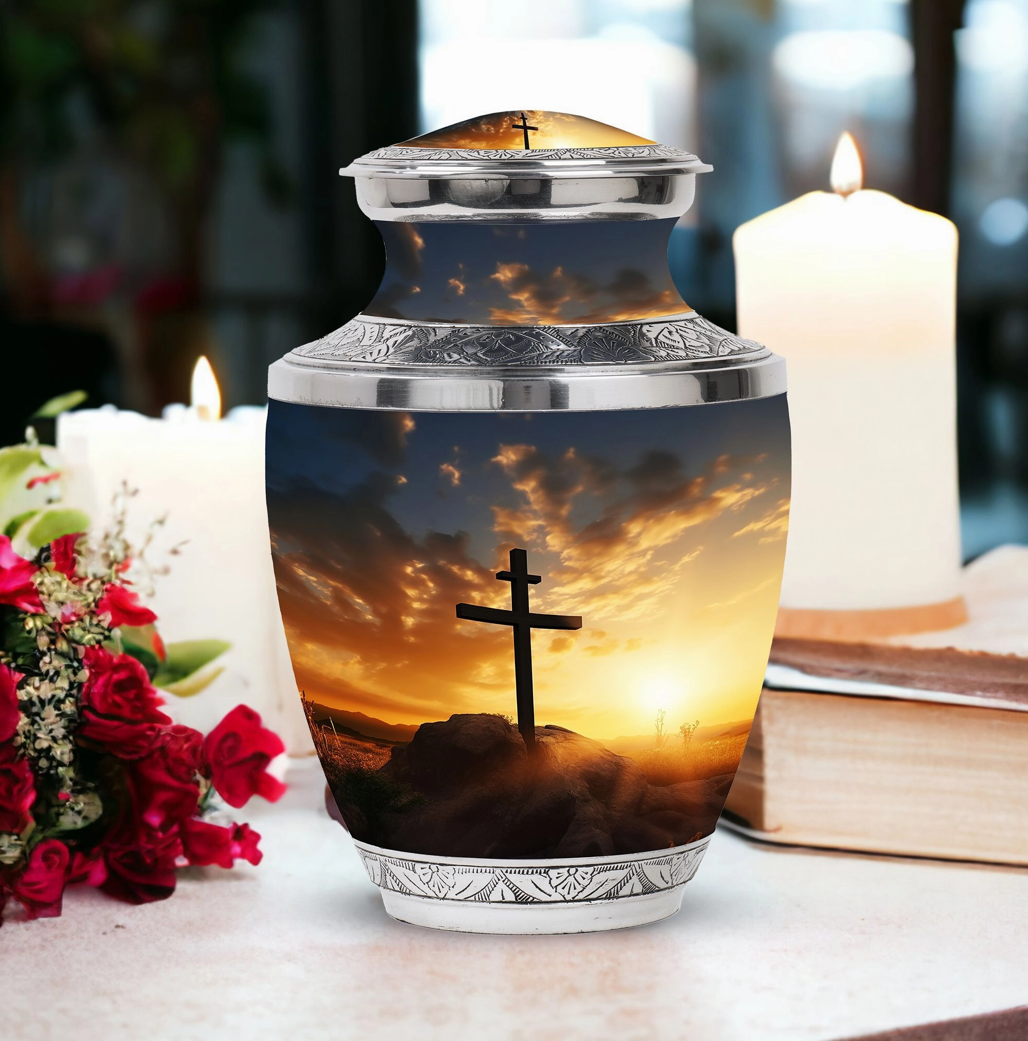 Blue Sky Classic Memory - Christ Inspired Cremation Urn For Ashes