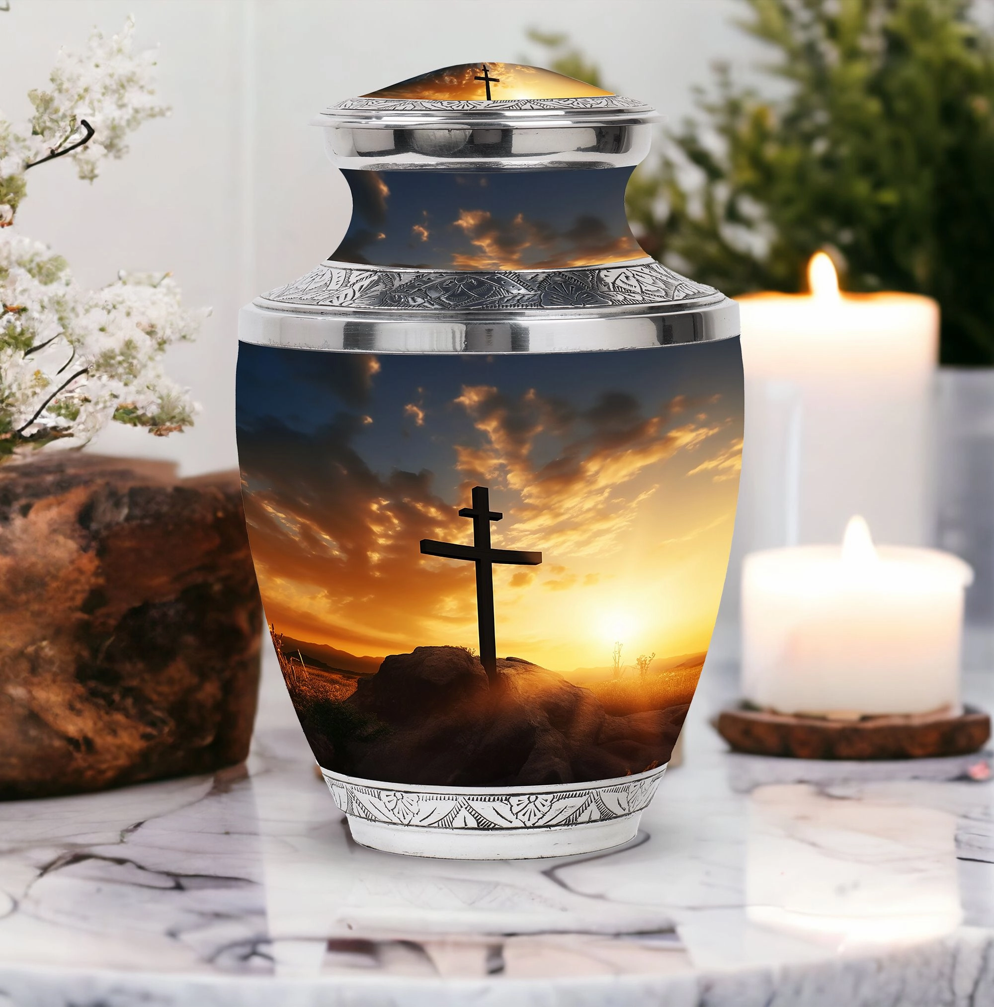 Blue Sky Classic Memory - Christ Inspired Cremation Urn For Ashes