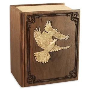 Book Wood Inlay Companion Urn with Doves