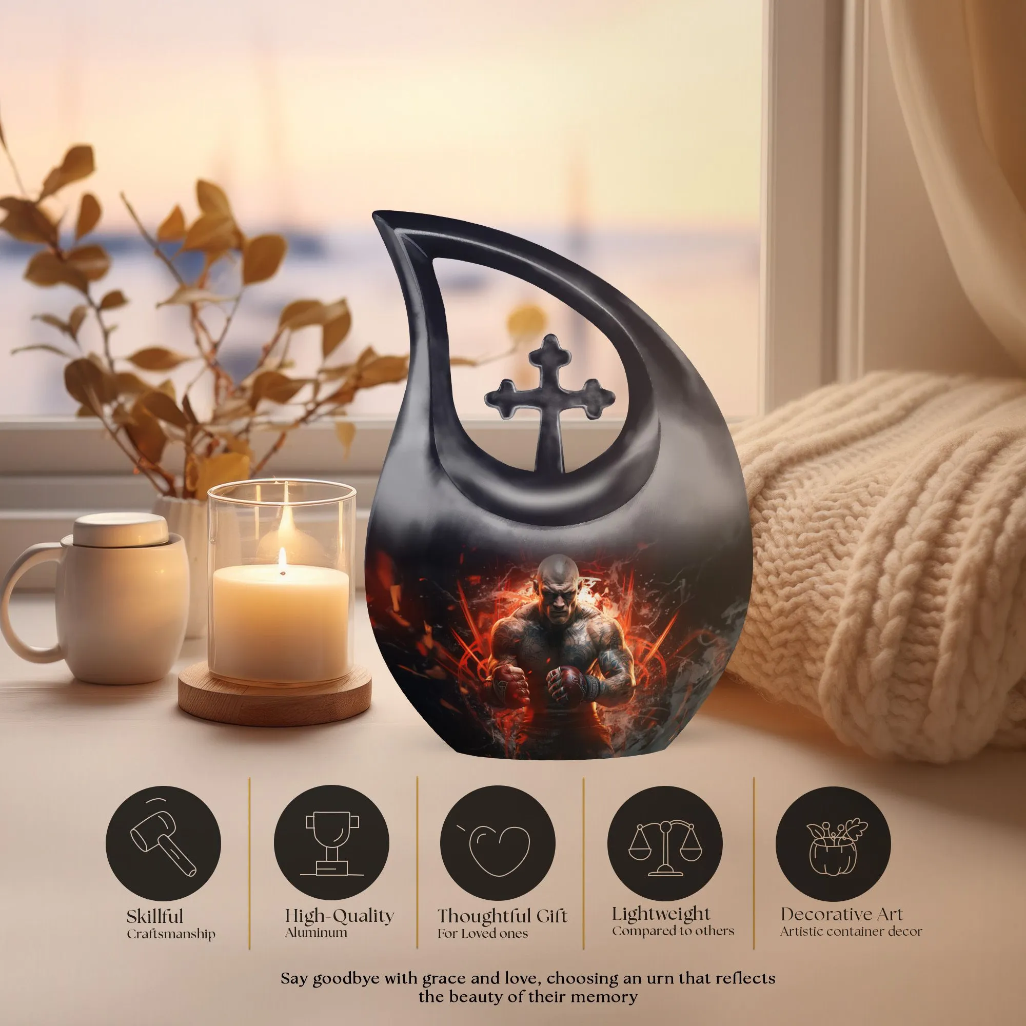 Boxing Sport Theme Urn Mini Keepsake  for the Sports Enthusiast