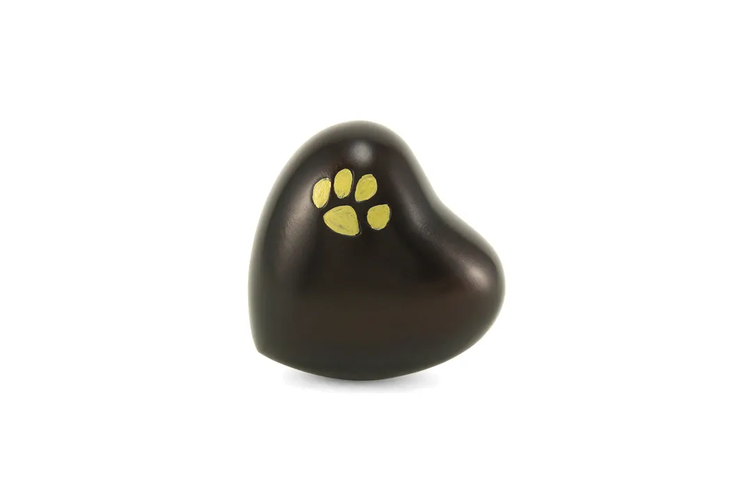 Brown High Gloss Pet Paw Heart Keepsake Urn