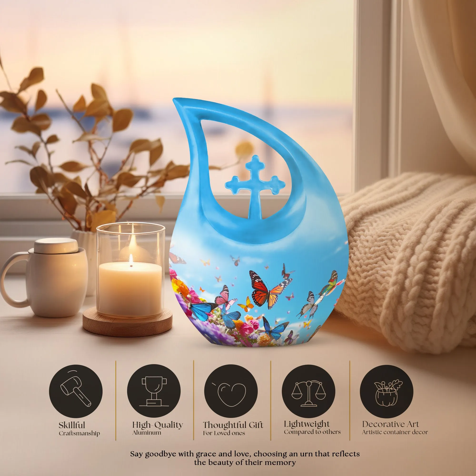 Butterfly Bliss Compact Remembrance Crematory Urn