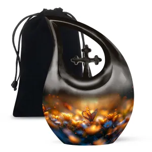 Butterfly Commemoration: Unique Mini Cross Drop Urn for Eternity