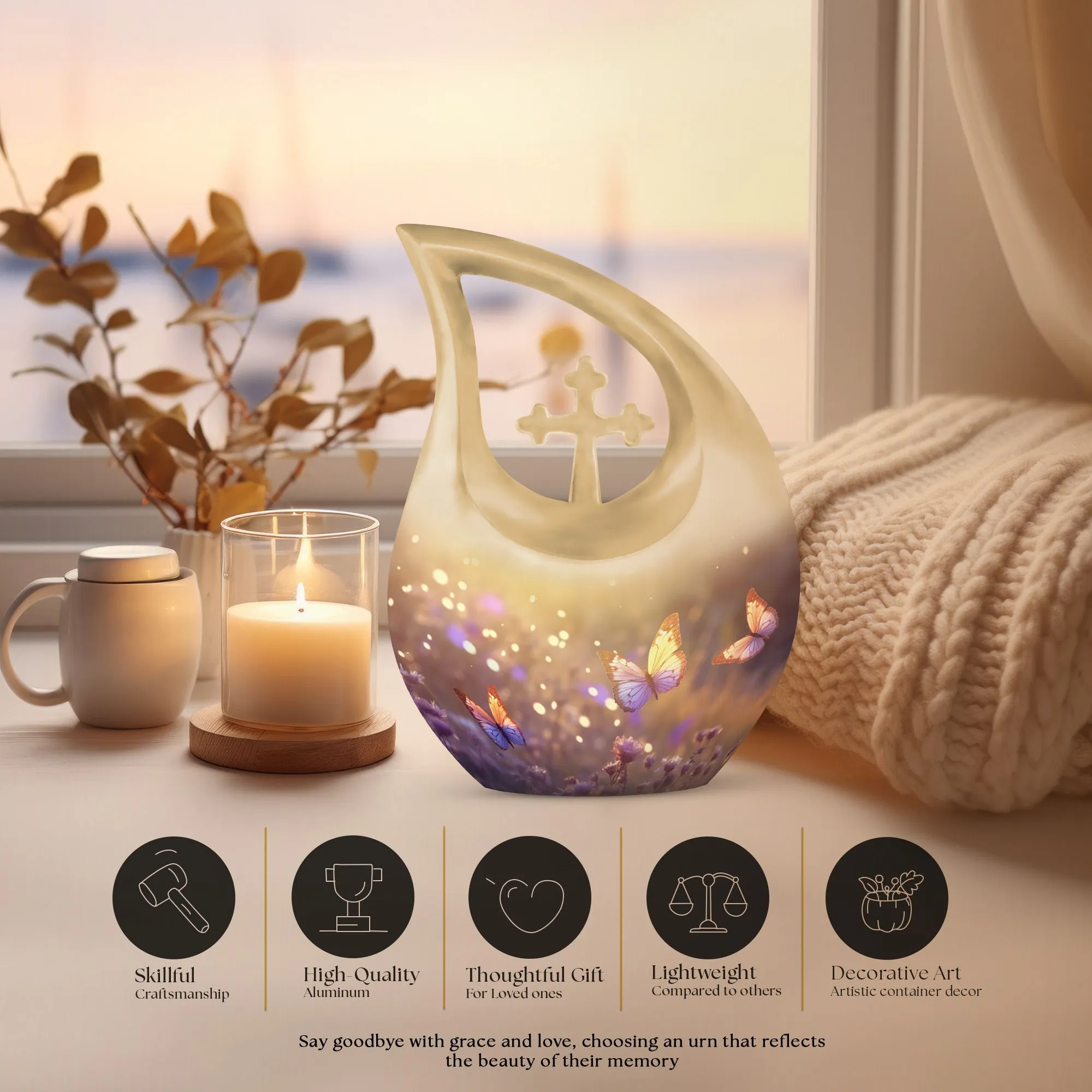 Butterfly Memorial Charm Reflective Funeral Urn mini