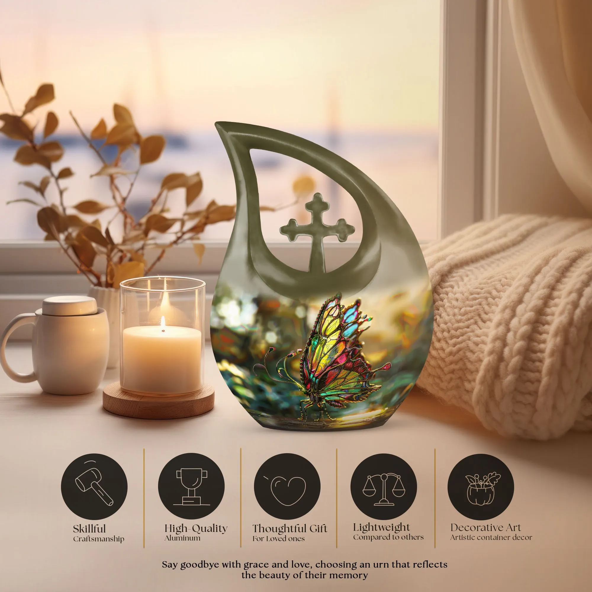 Butterfly Memorial Urn - Cremation Urn For Human Ashes