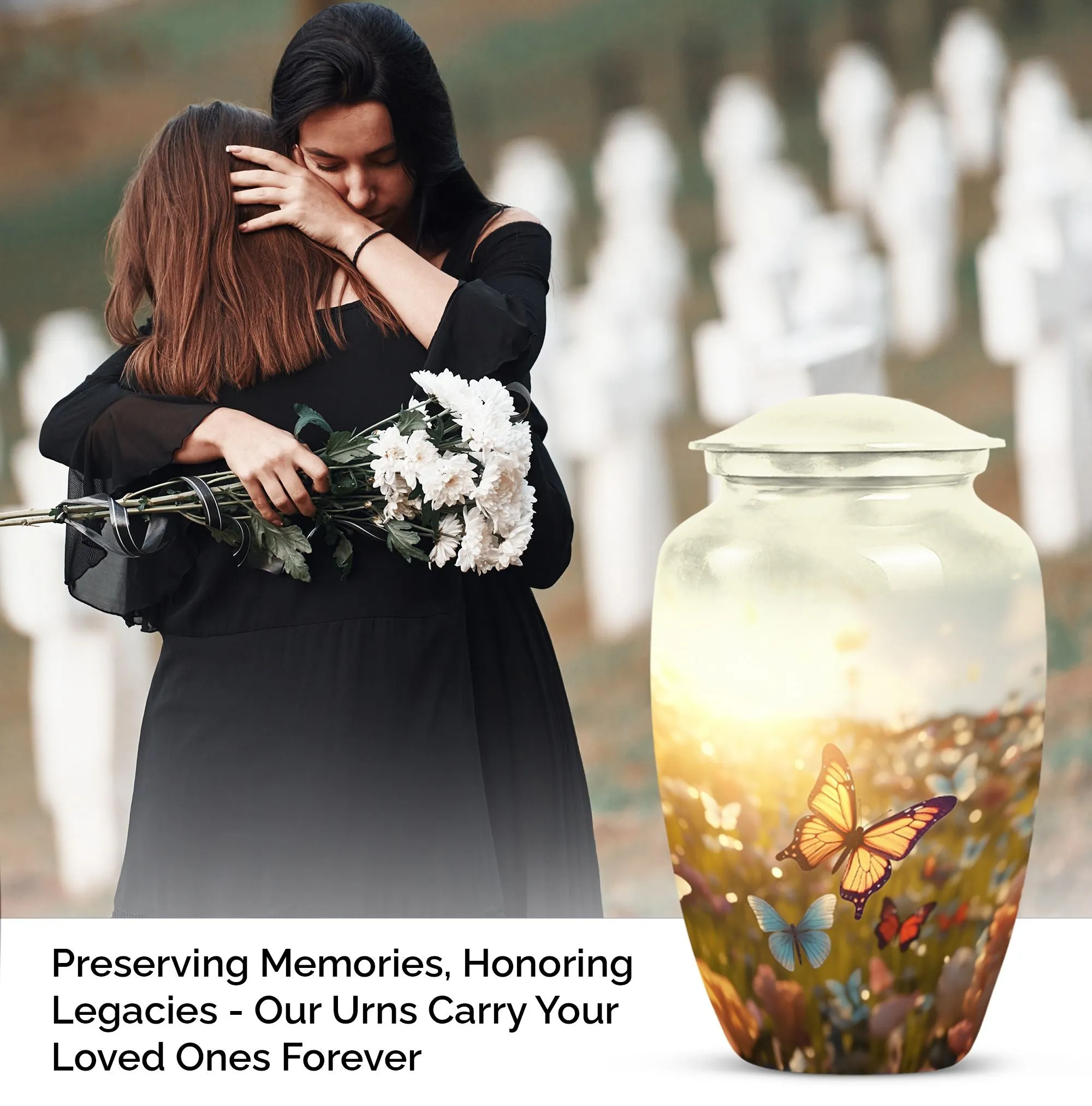Butterfly Mosaic Memorial Urns for Human Ashes - Funeral Cremation Urns for Women