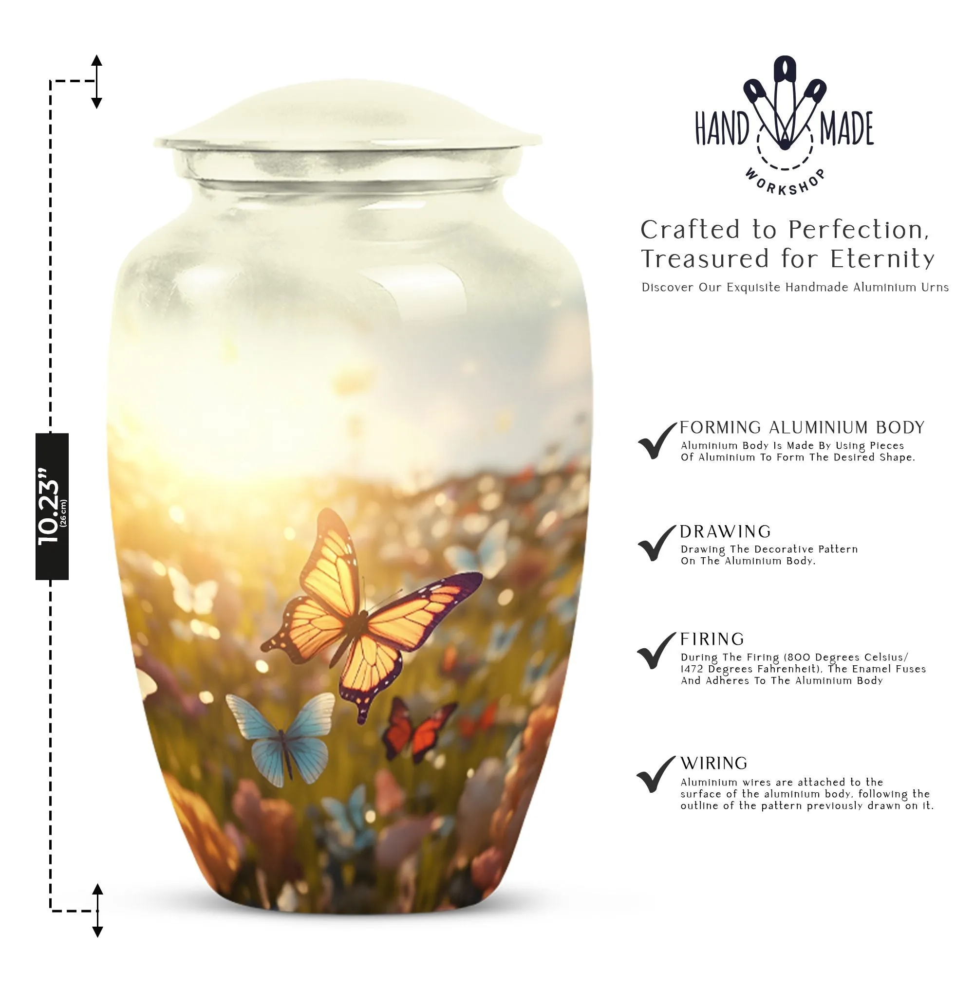 Butterfly Mosaic Memorial Urns for Human Ashes - Funeral Cremation Urns for Women