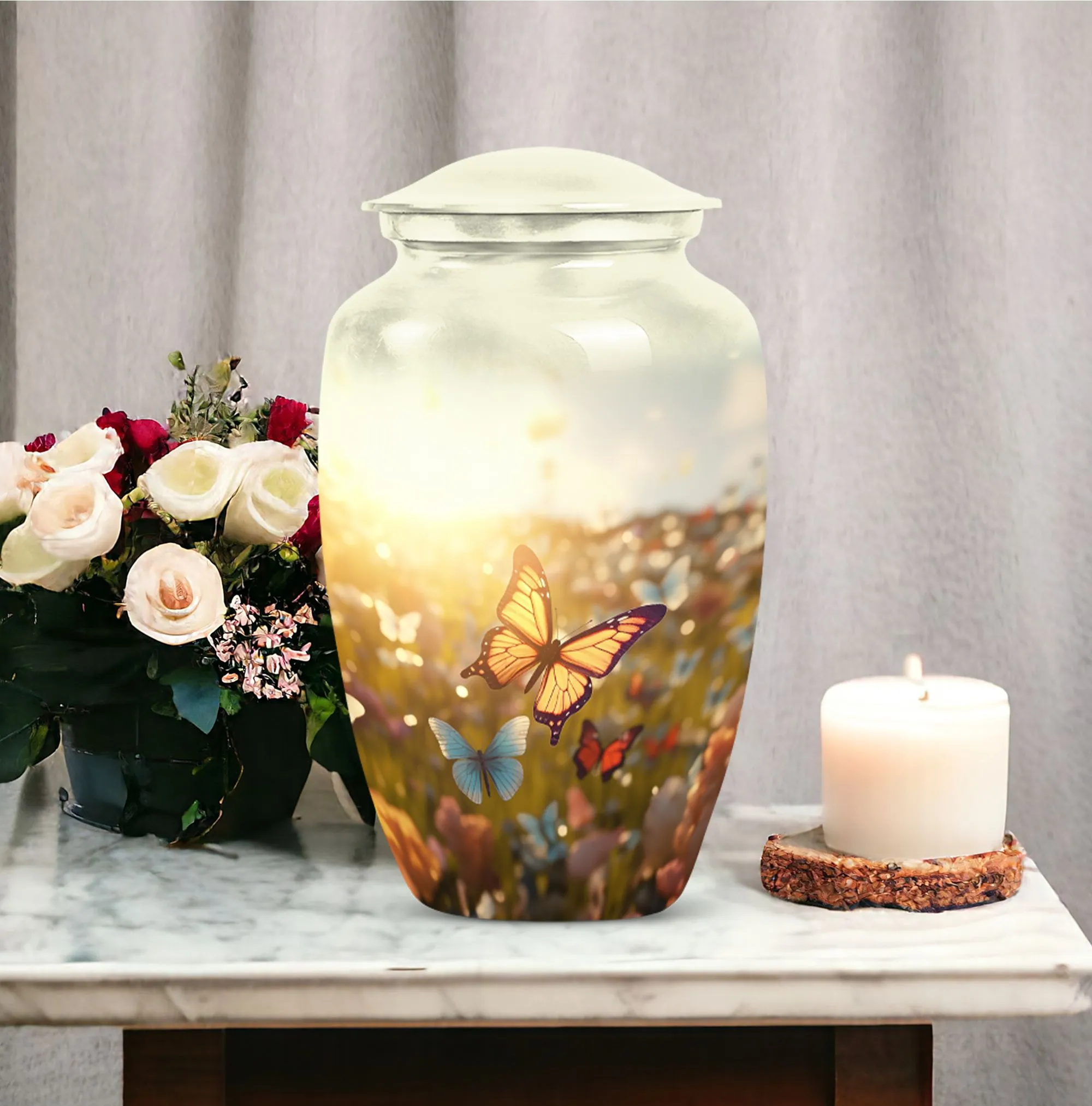 Butterfly Mosaic Memorial Urns for Human Ashes - Funeral Cremation Urns for Women