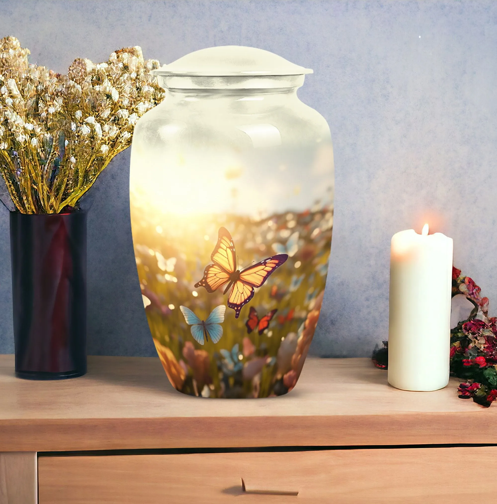 Butterfly Mosaic Memorial Urns for Human Ashes - Funeral Cremation Urns for Women