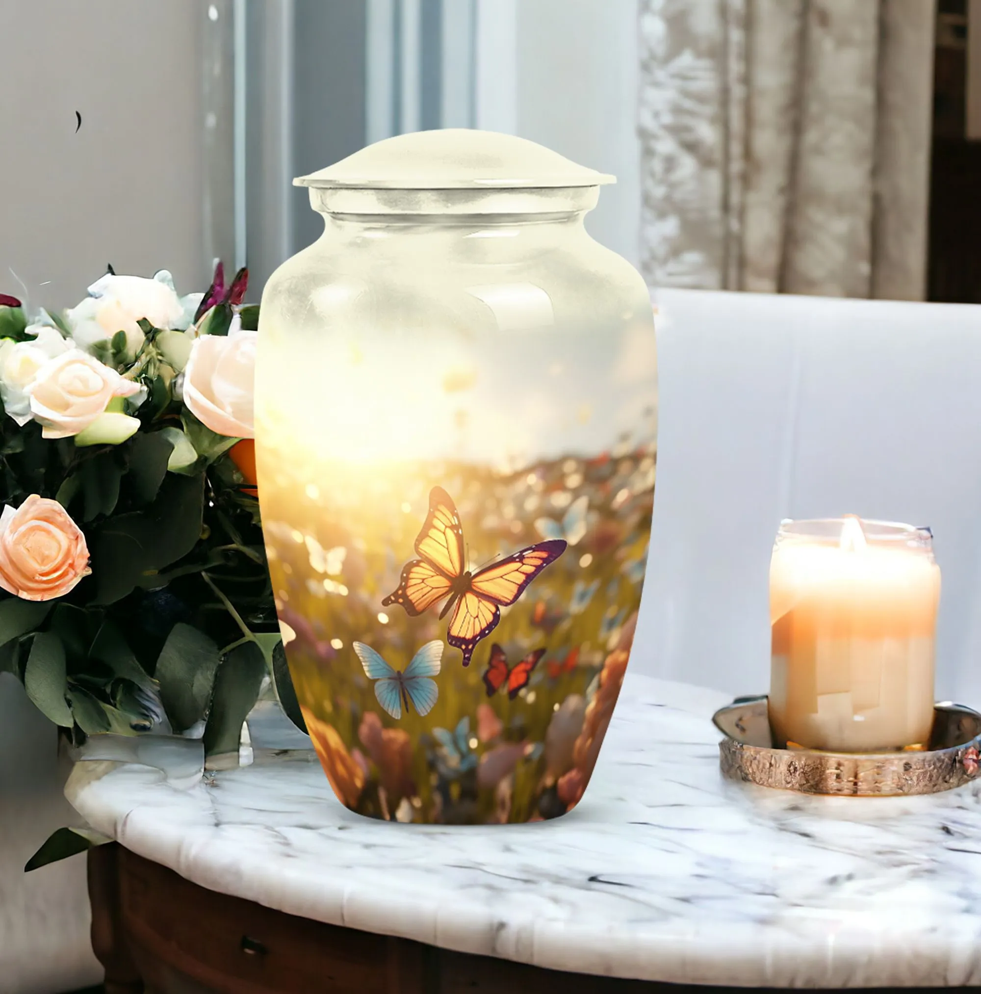 Butterfly Mosaic Memorial Urns for Human Ashes - Funeral Cremation Urns for Women