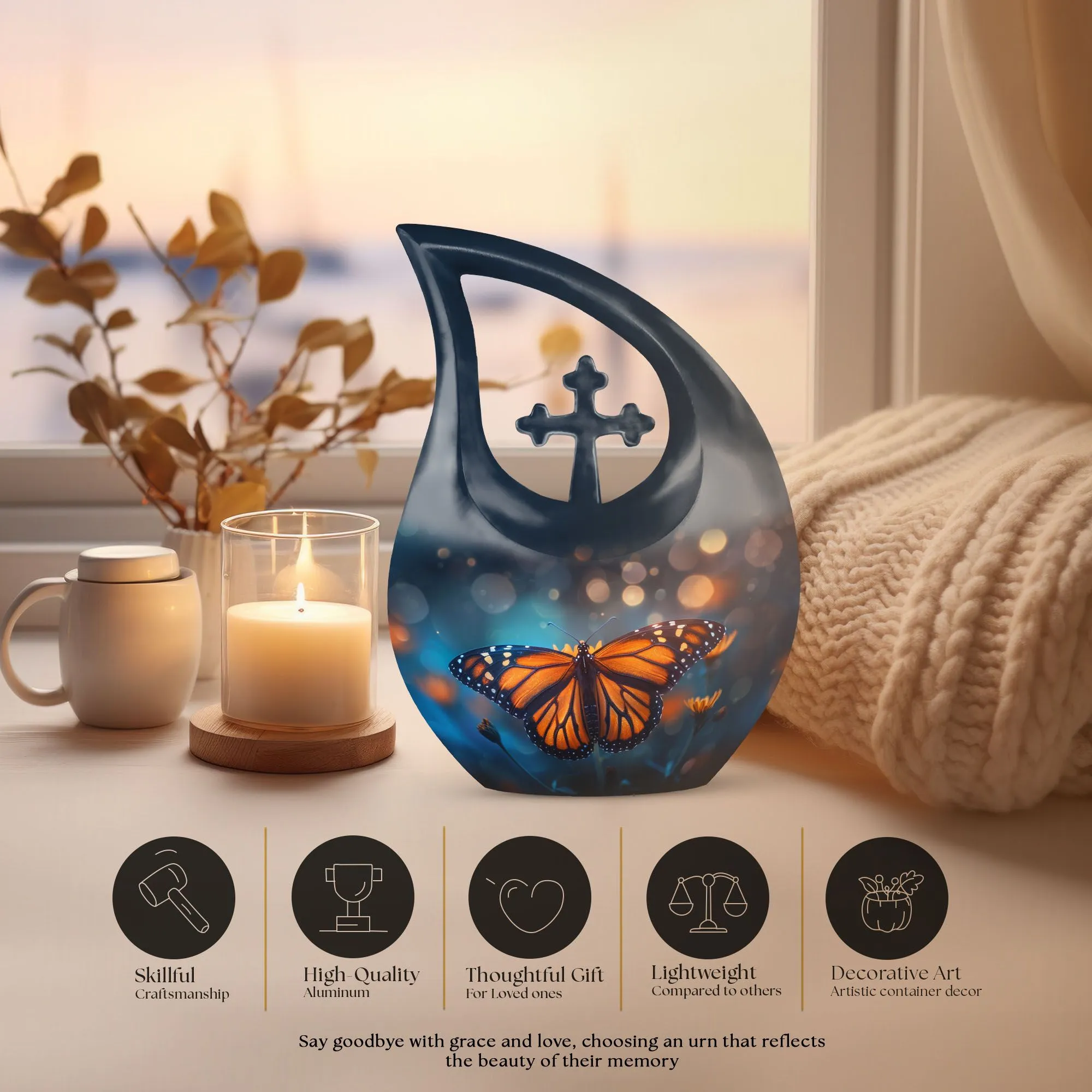 Butterfly Urn , Customized Cremation Urn For Human Ashes
