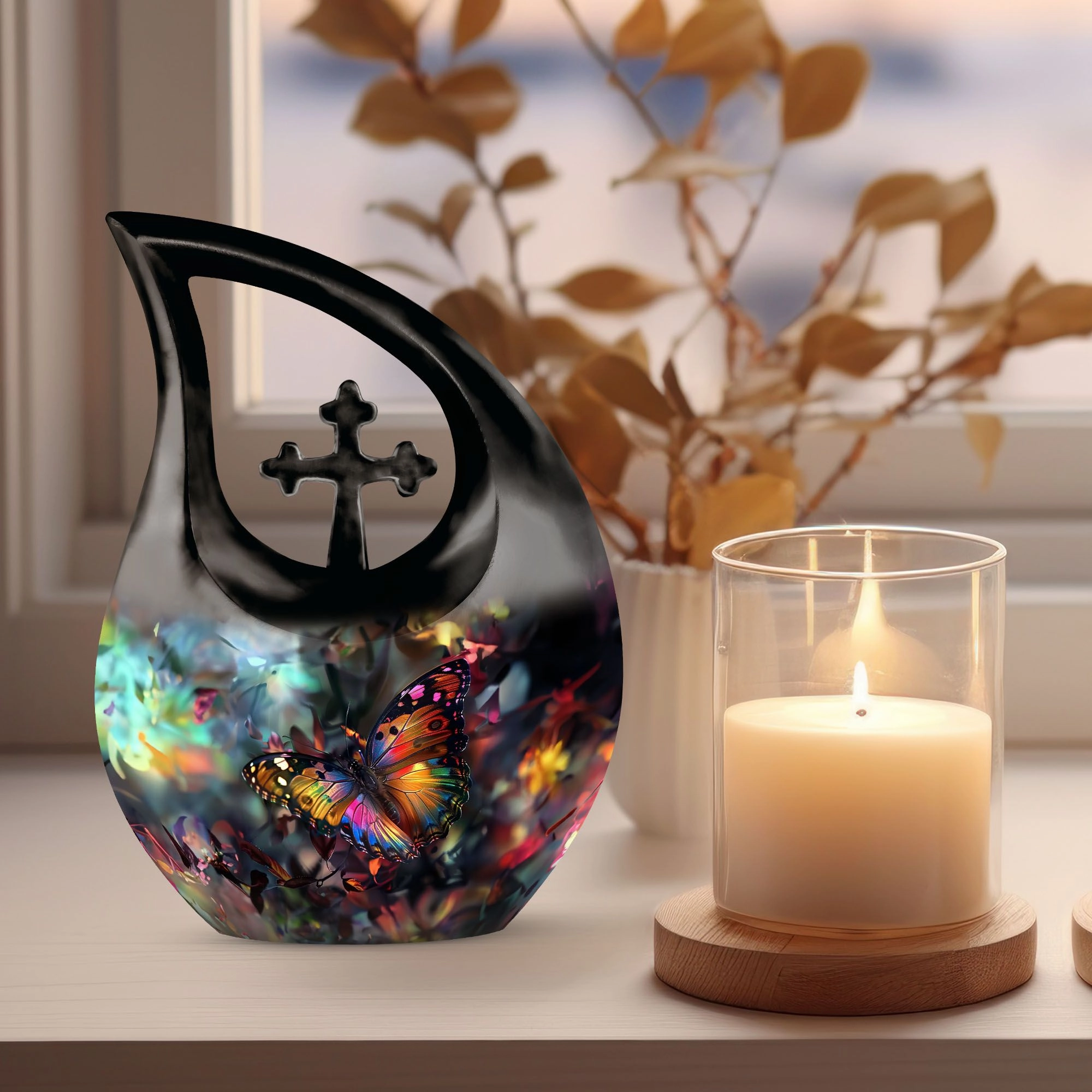 Butterfly Urn: Cross-Drop Memorial Cremation Urn For Dad
