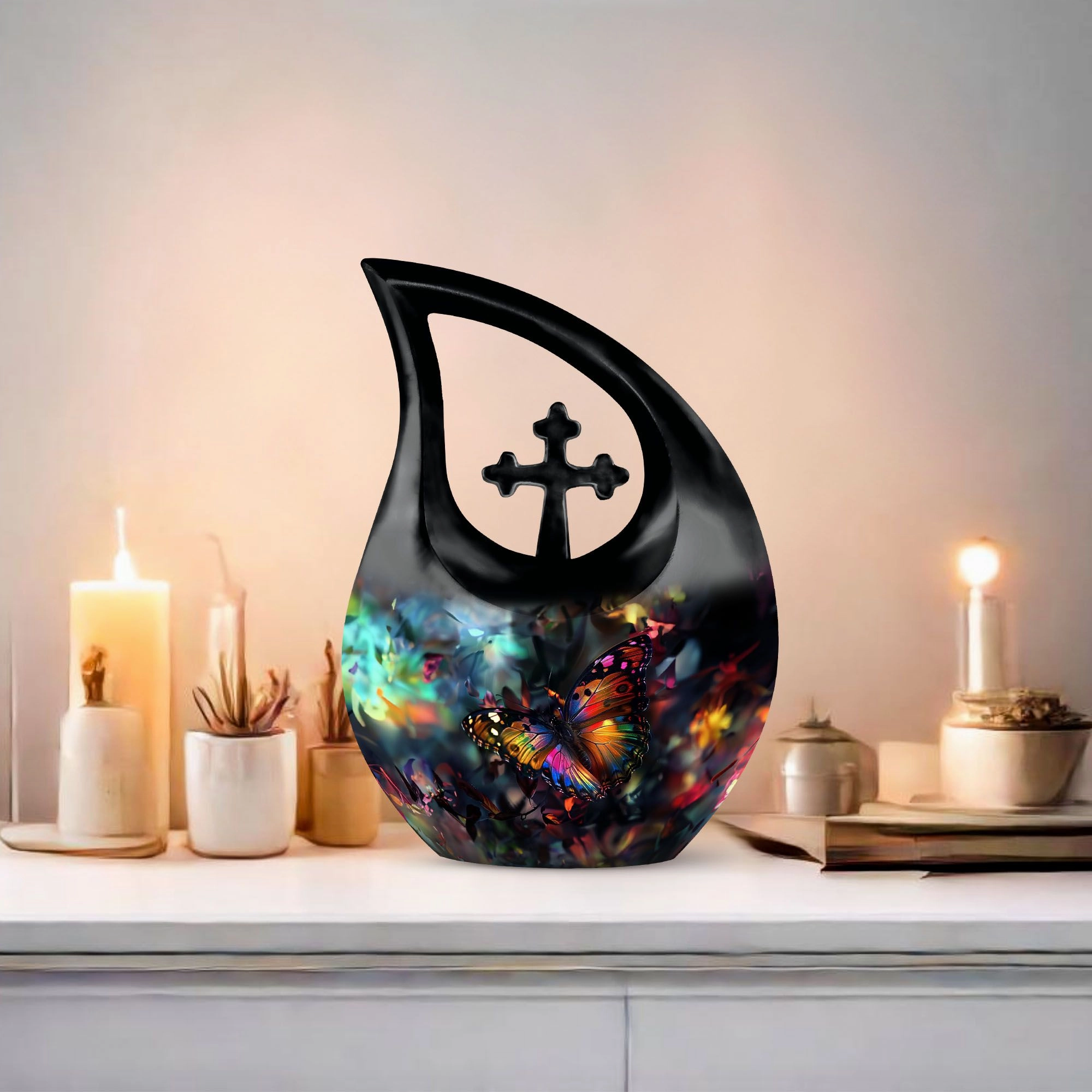 Butterfly Urn: Cross-Drop Memorial Cremation Urn For Dad