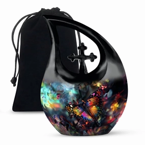 Butterfly Urn: Cross-Drop Memorial Cremation Urn For Dad
