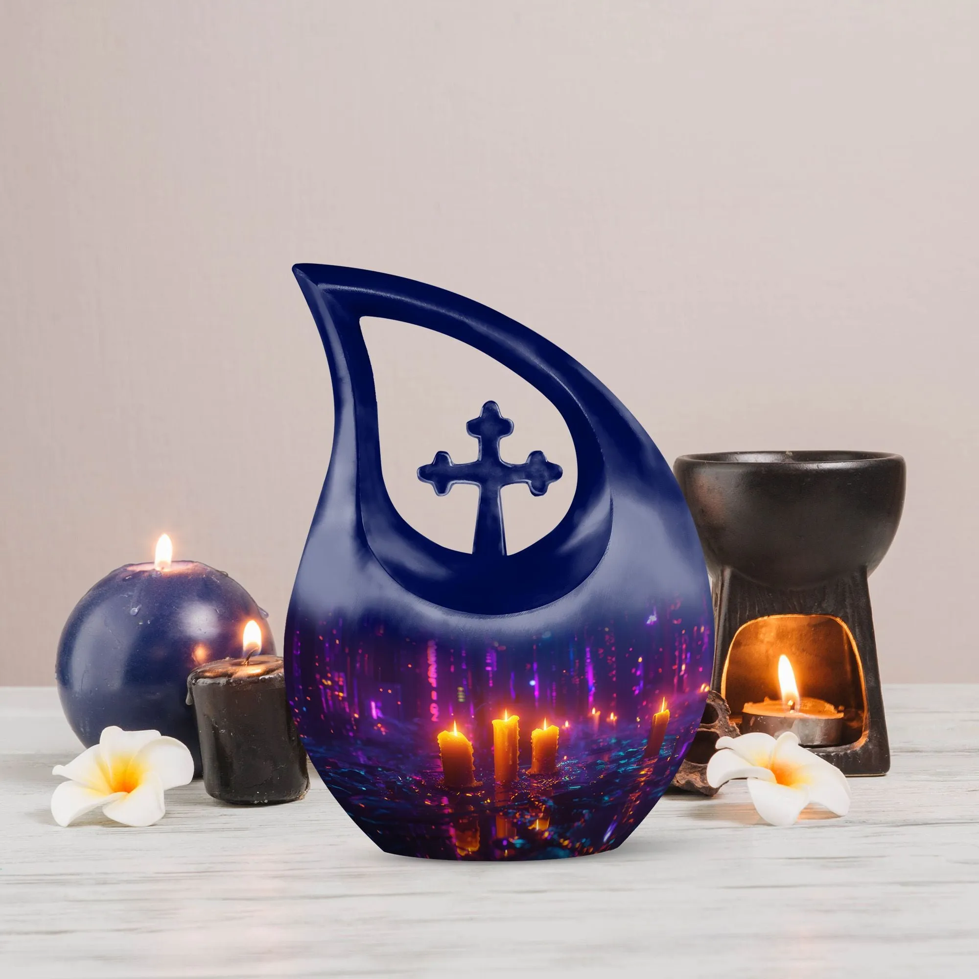 Calm Memorial Urn, Handmade Cremation Urn for Human Ashes