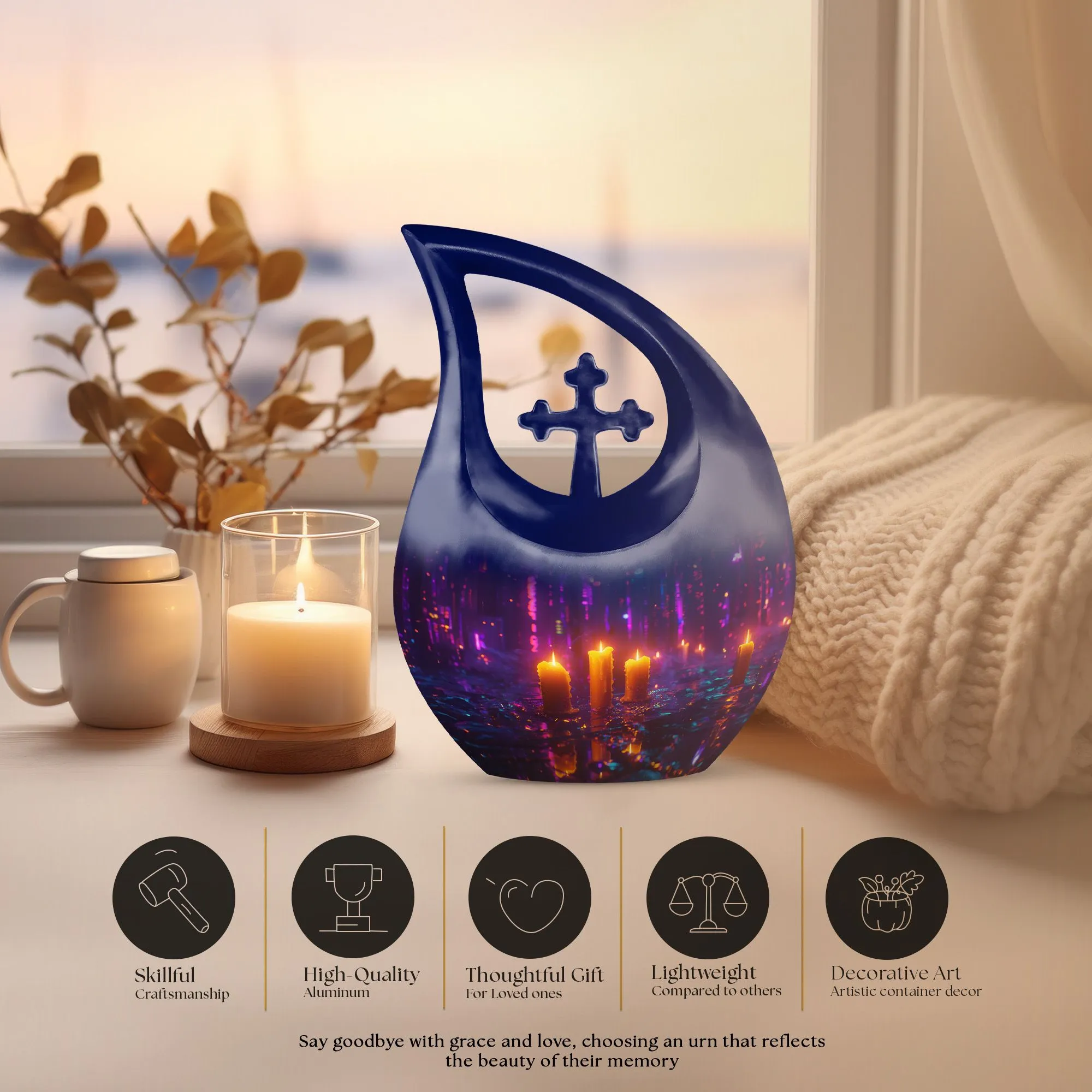 Calm Memorial Urn, Handmade Cremation Urn for Human Ashes