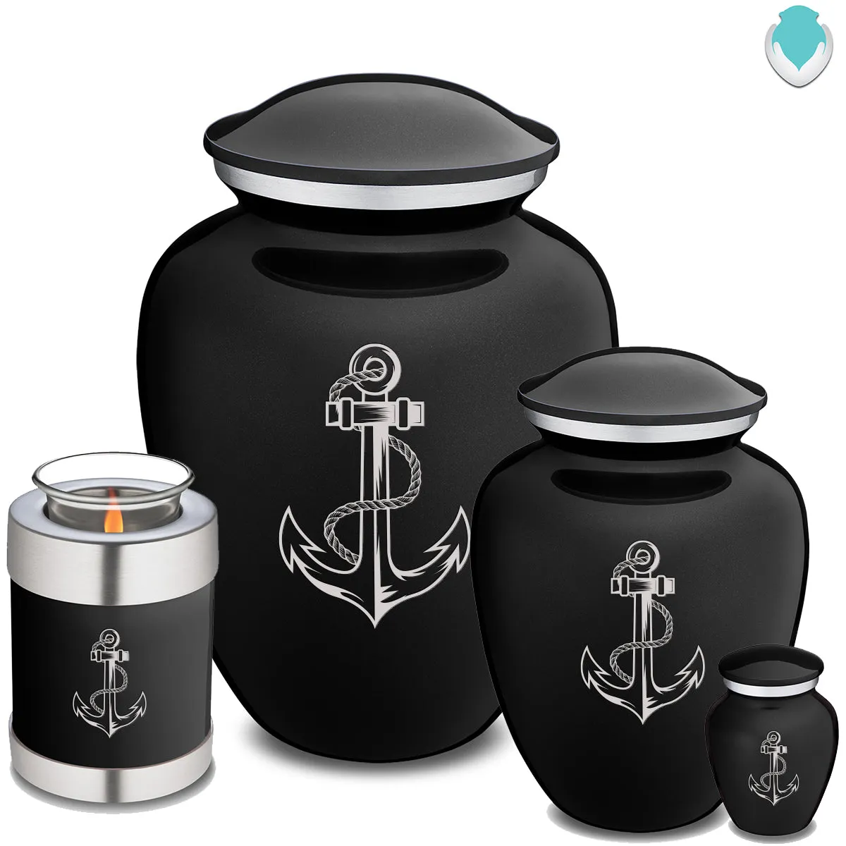 Candle Holder Embrace Black Anchor Cremation Urn