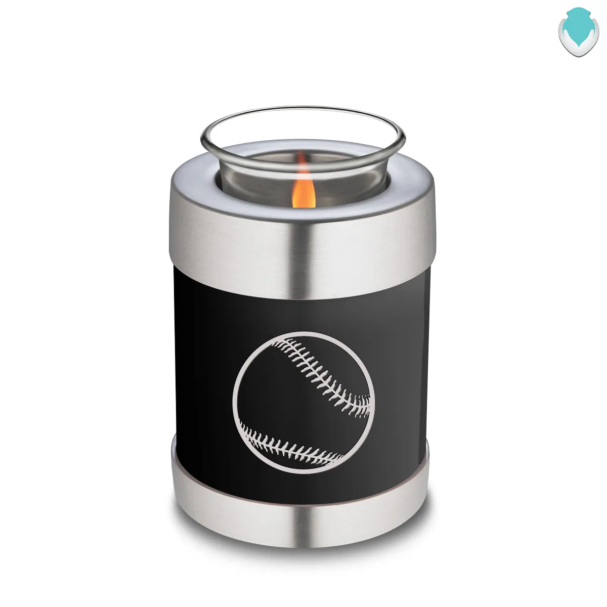 Candle Holder Embrace Black Baseball Cremation Urn