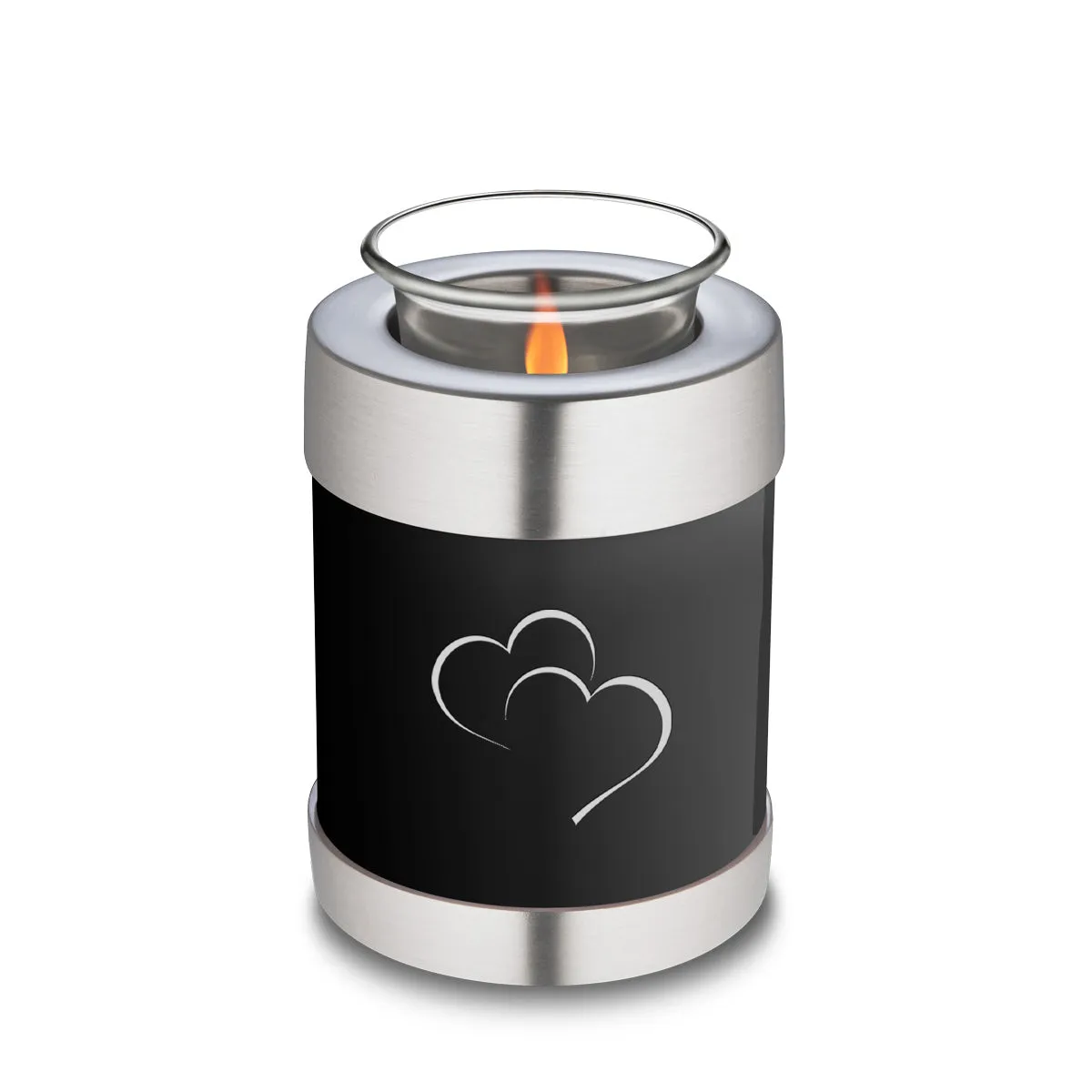 Candle Holder Embrace Black Hearts Cremation Urn