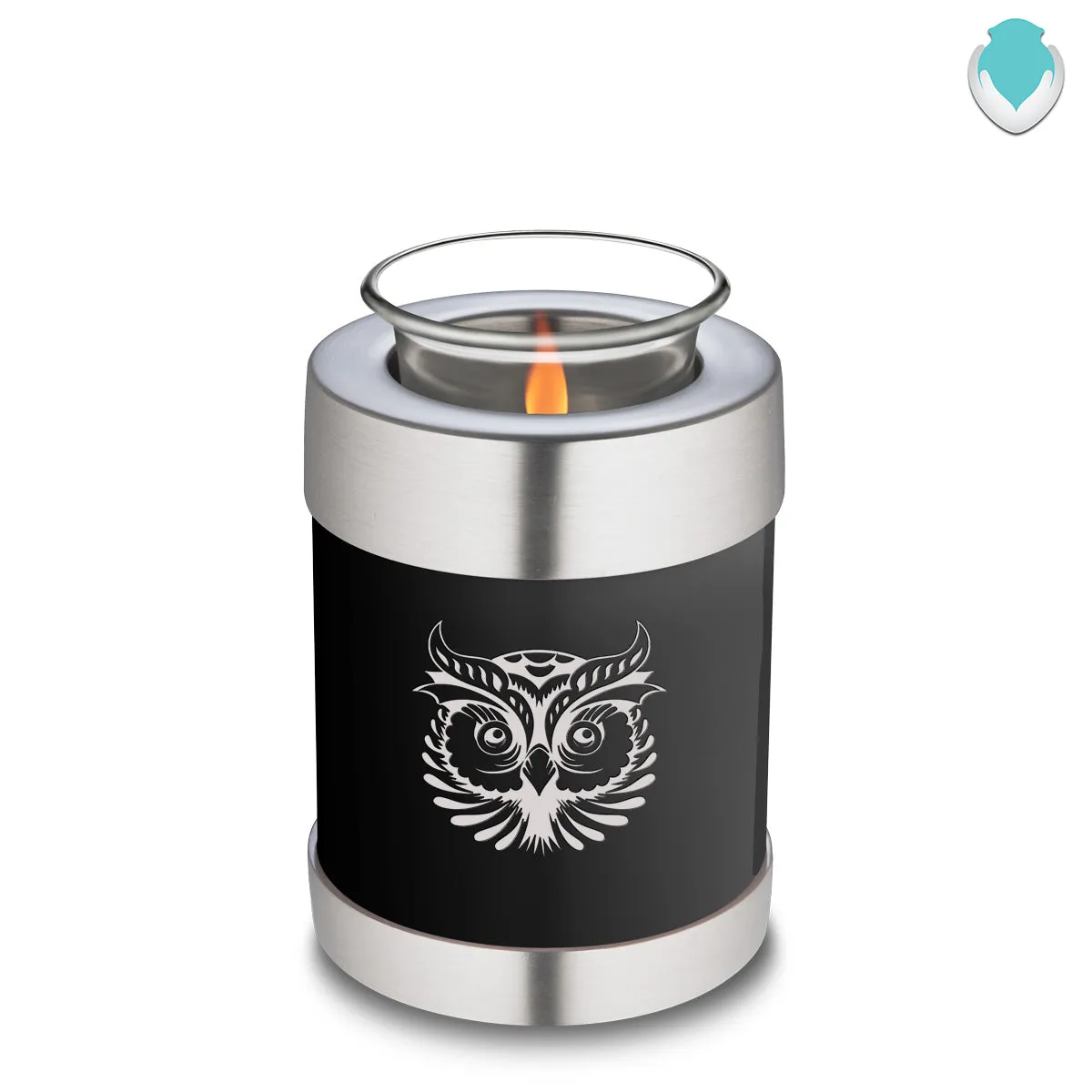 Candle Holder Embrace Black Owl Cremation Urn