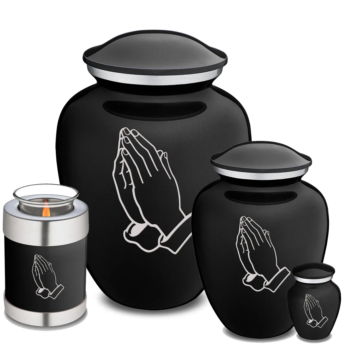 Candle Holder Embrace Black Praying Hands Cremation Urn