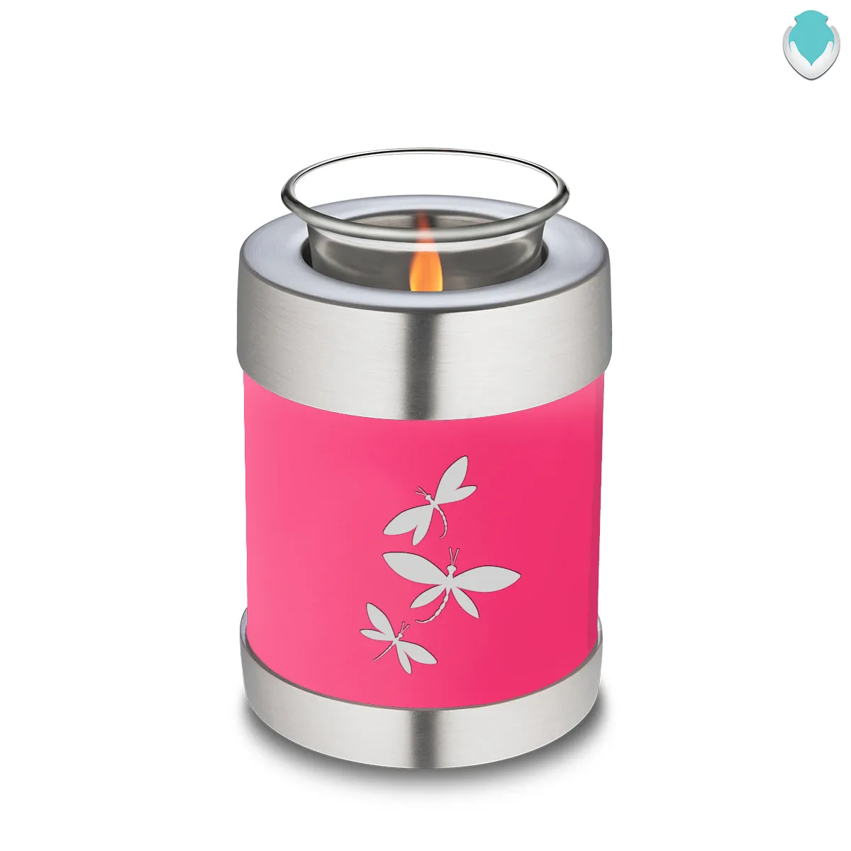 Candle Holder Embrace Bright Pink Dragonflies Cremation Urn